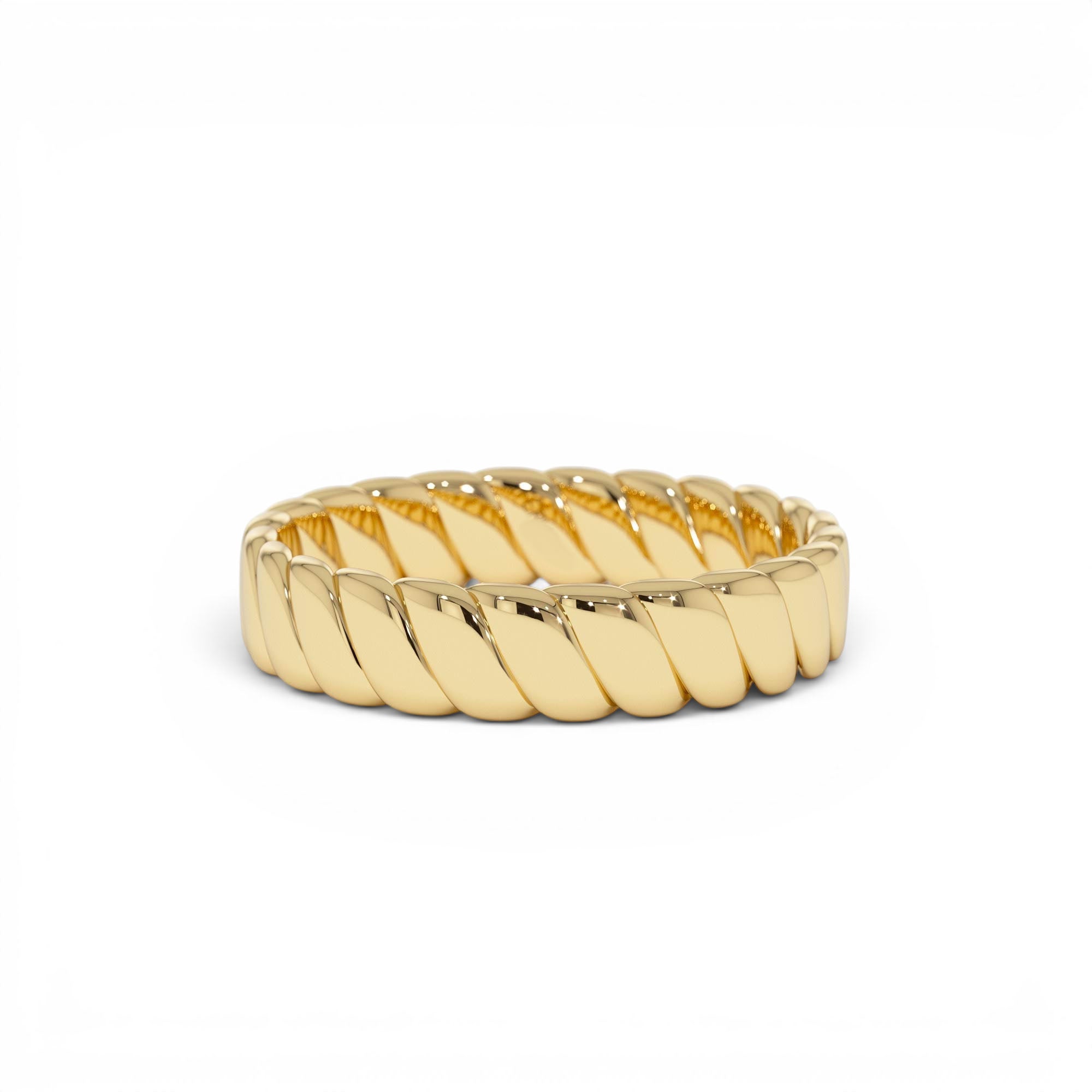 14K Gold Twisted Bold Band Ring by Orlina Fine