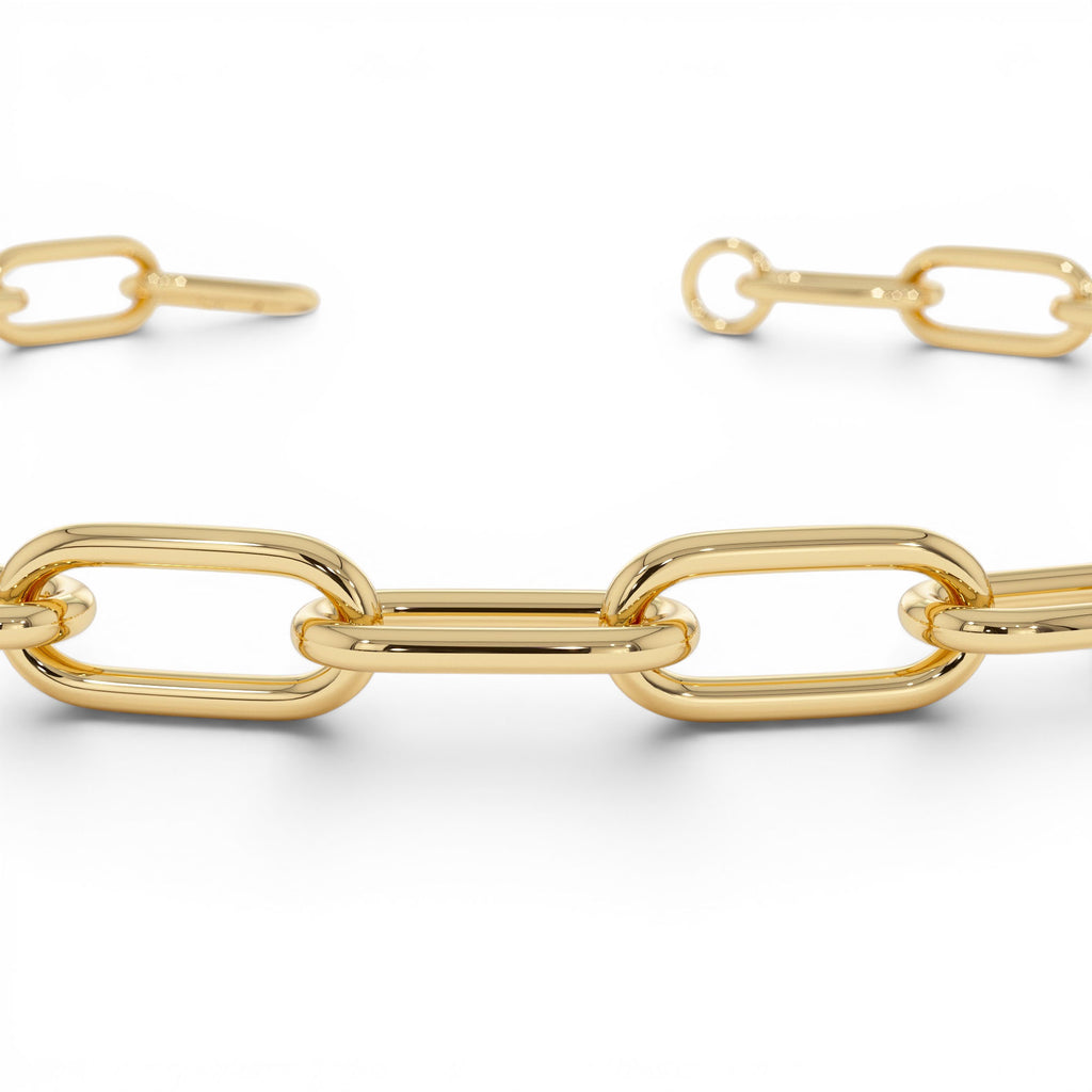 14K Gold 8MM Paperclip Chain Bracelet - view 3