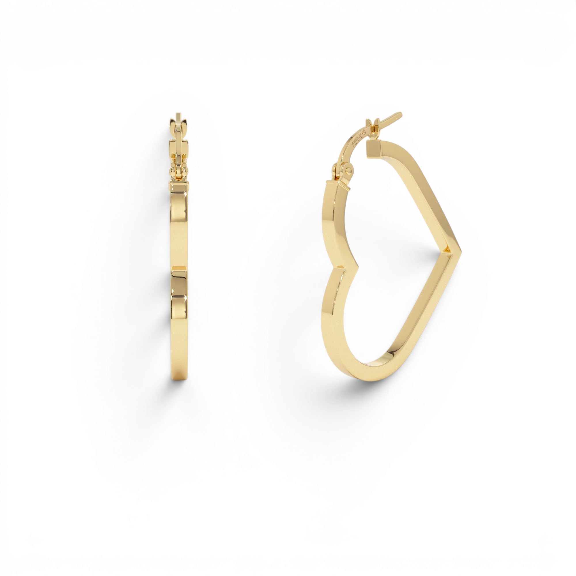 14K Heart Hoop Earrings by Orlina Fine