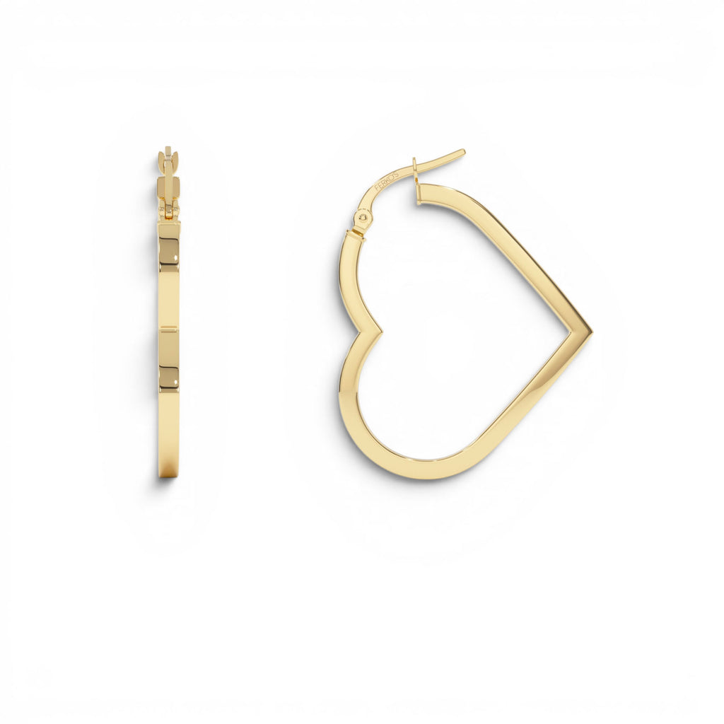 14K Heart Hoop Earrings - view 3