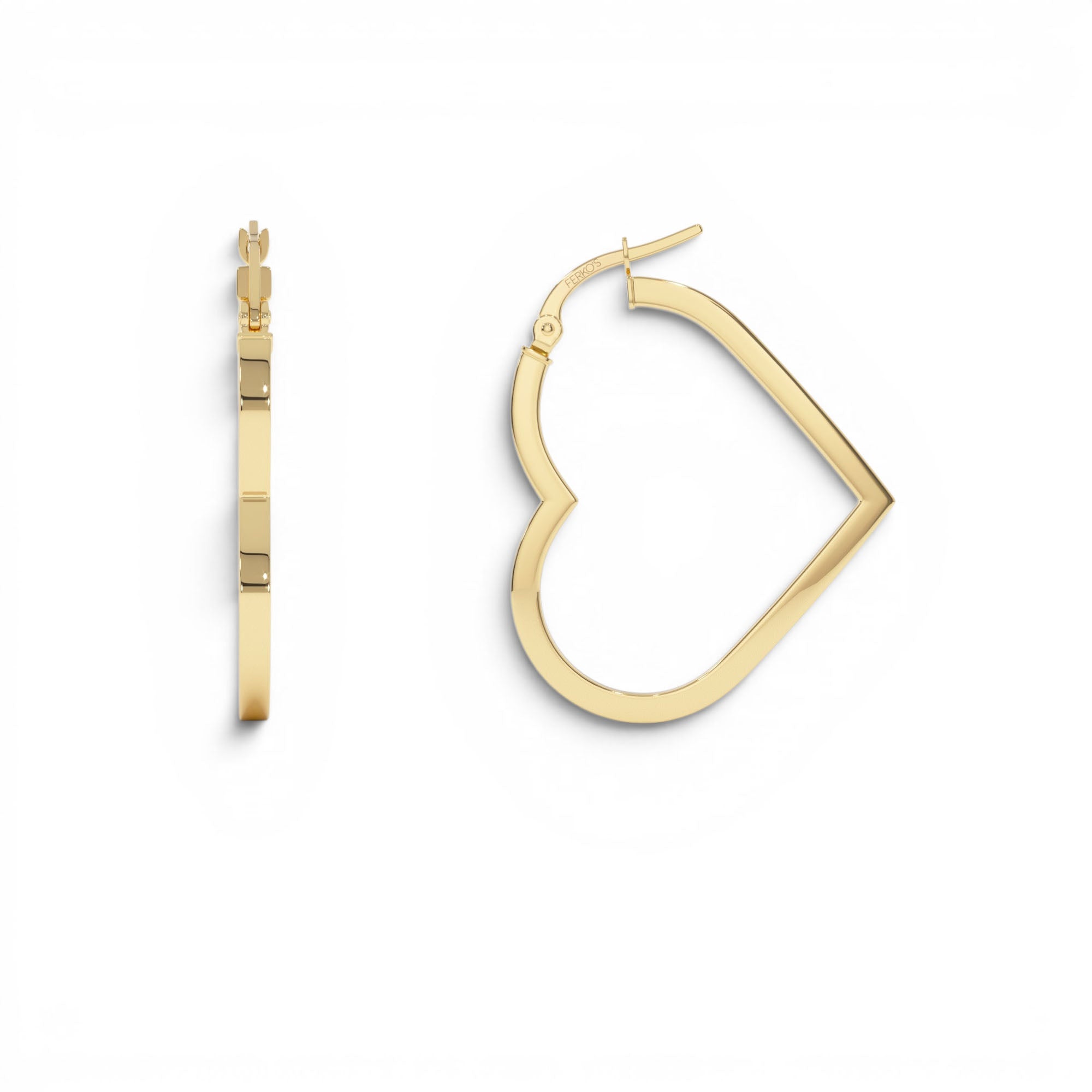 14K Heart Hoop Earrings - view 3
