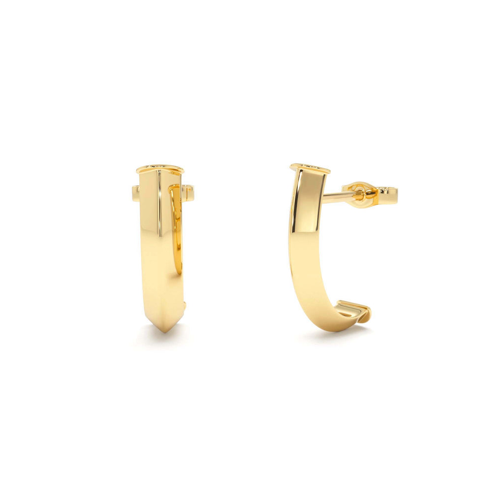14K Gold Knife Edge Open Hoops by Orlina Fine