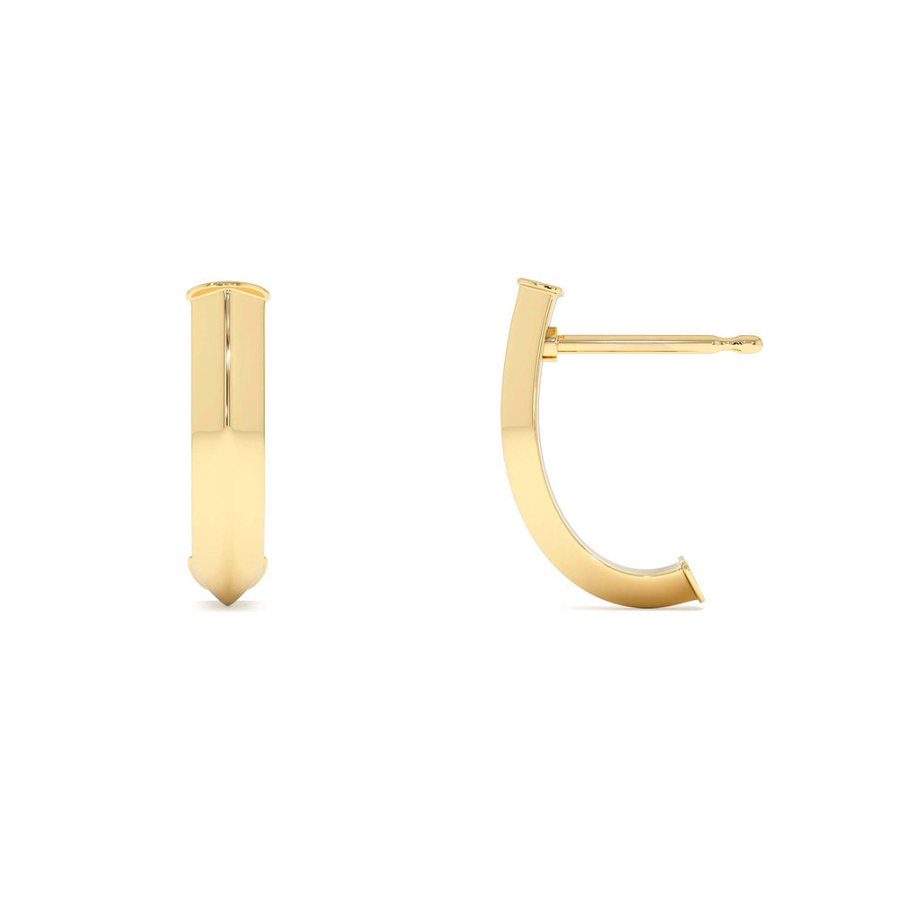 14K Gold Knife Edge Open Hoops - view 2