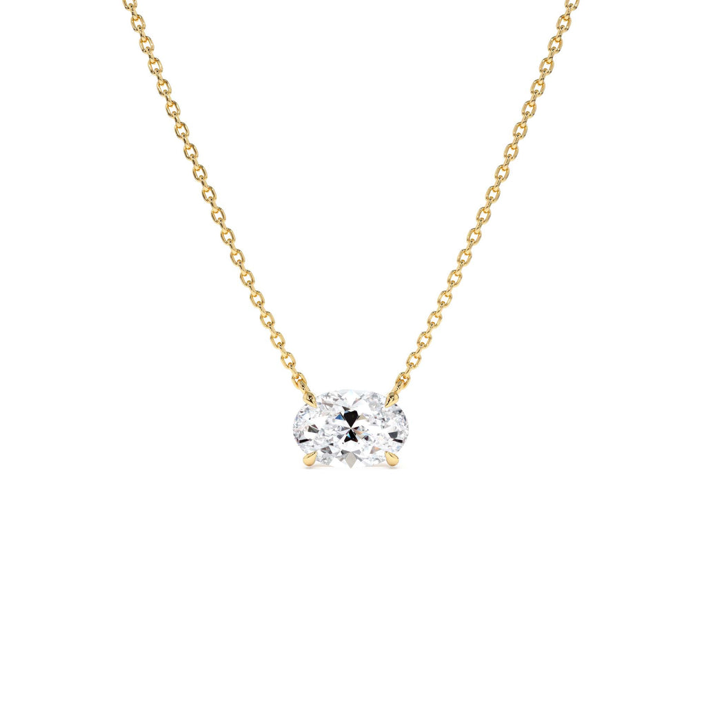 1.00 CTW 14K Prong Setting Oval Shape Lab Grown Diamond Solitaire Necklace by Orlina Fine