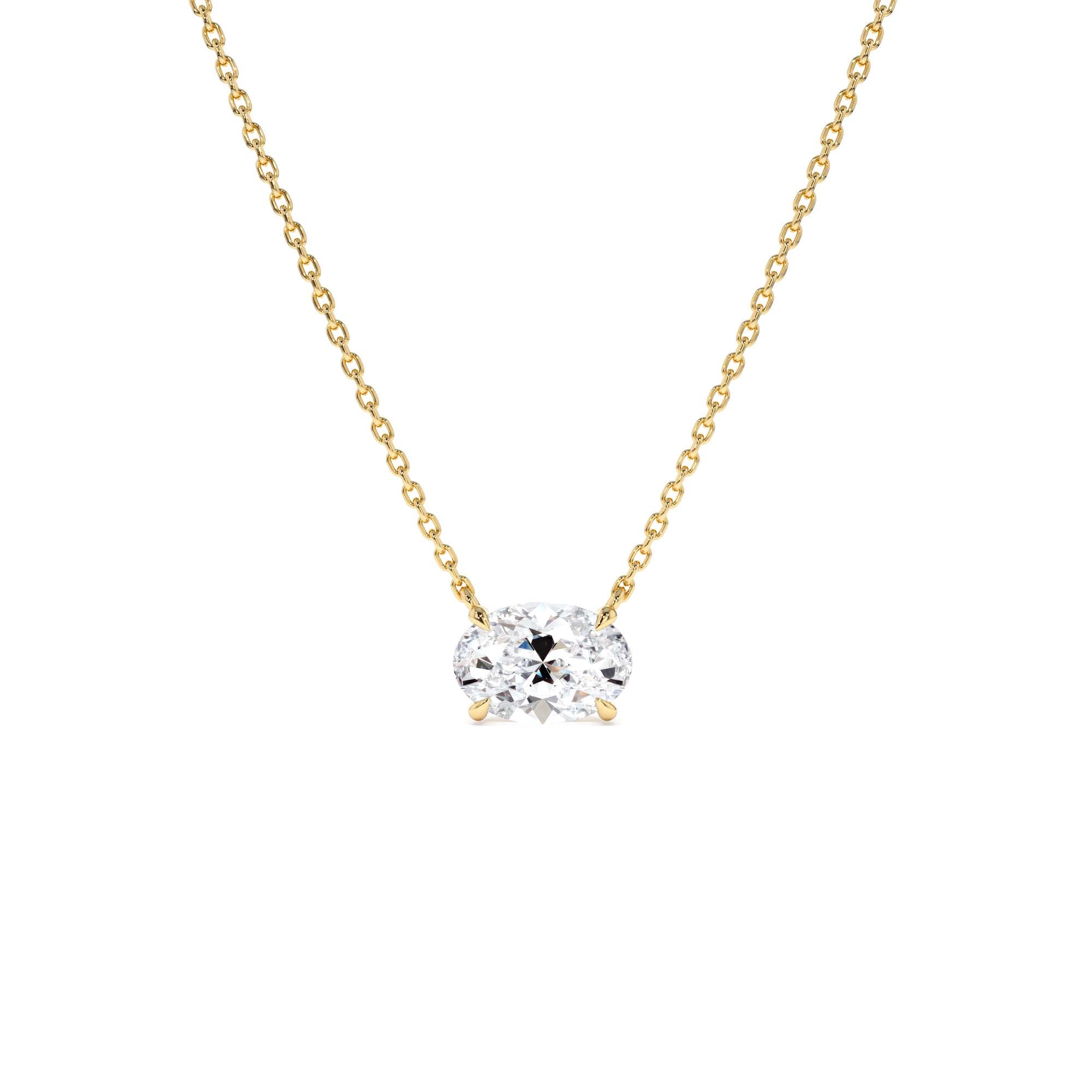 1.00 CTW 14K Prong Setting Oval Shape Lab Grown Diamond Solitaire Necklace by Orlina Fine