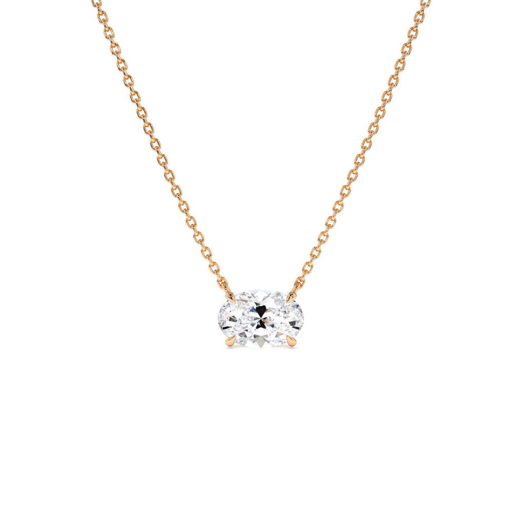 1.00 CTW 14K Prong Setting Oval Shape Lab Grown Diamond Solitaire Necklace - view 3