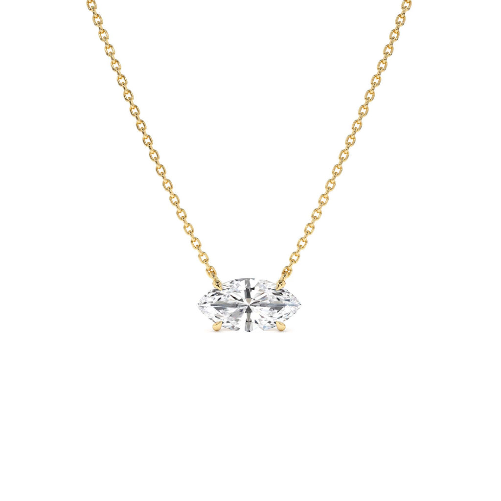 1.00 Ctw 14k Prong Setting Marquise Shape Lab Grown Diamond Solitaire Necklace by Orlina Fine