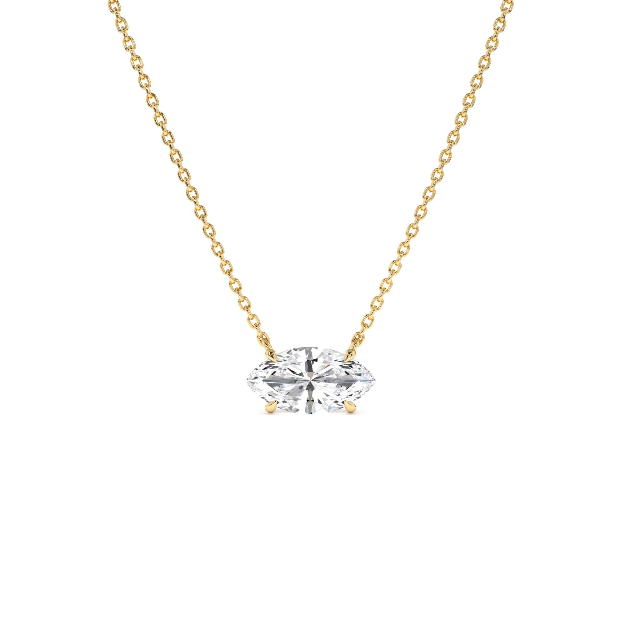 1.00 Ctw 14k Prong Setting Marquise Shape Lab Grown Diamond Solitaire Necklace by Orlina Fine