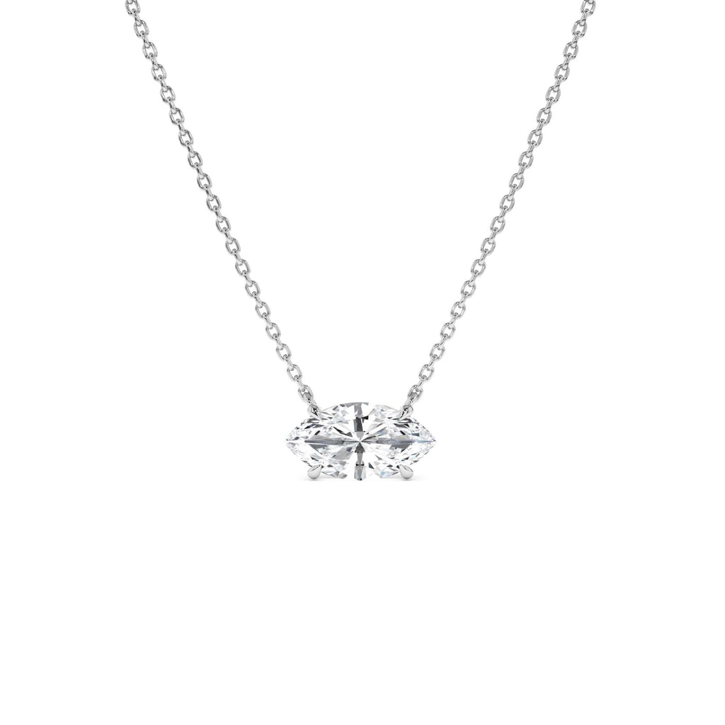 1.00 Ctw 14k Prong Setting Marquise Shape Lab Grown Diamond Solitaire Necklace - view 2