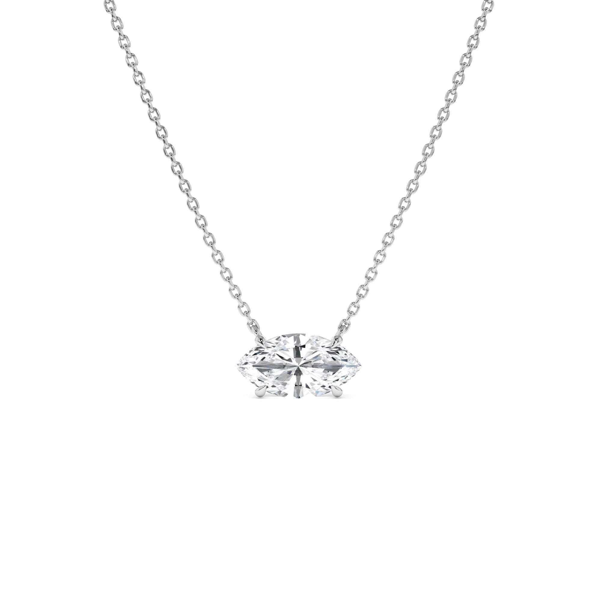1.00 Ctw 14k Prong Setting Marquise Shape Lab Grown Diamond Solitaire Necklace - view 2