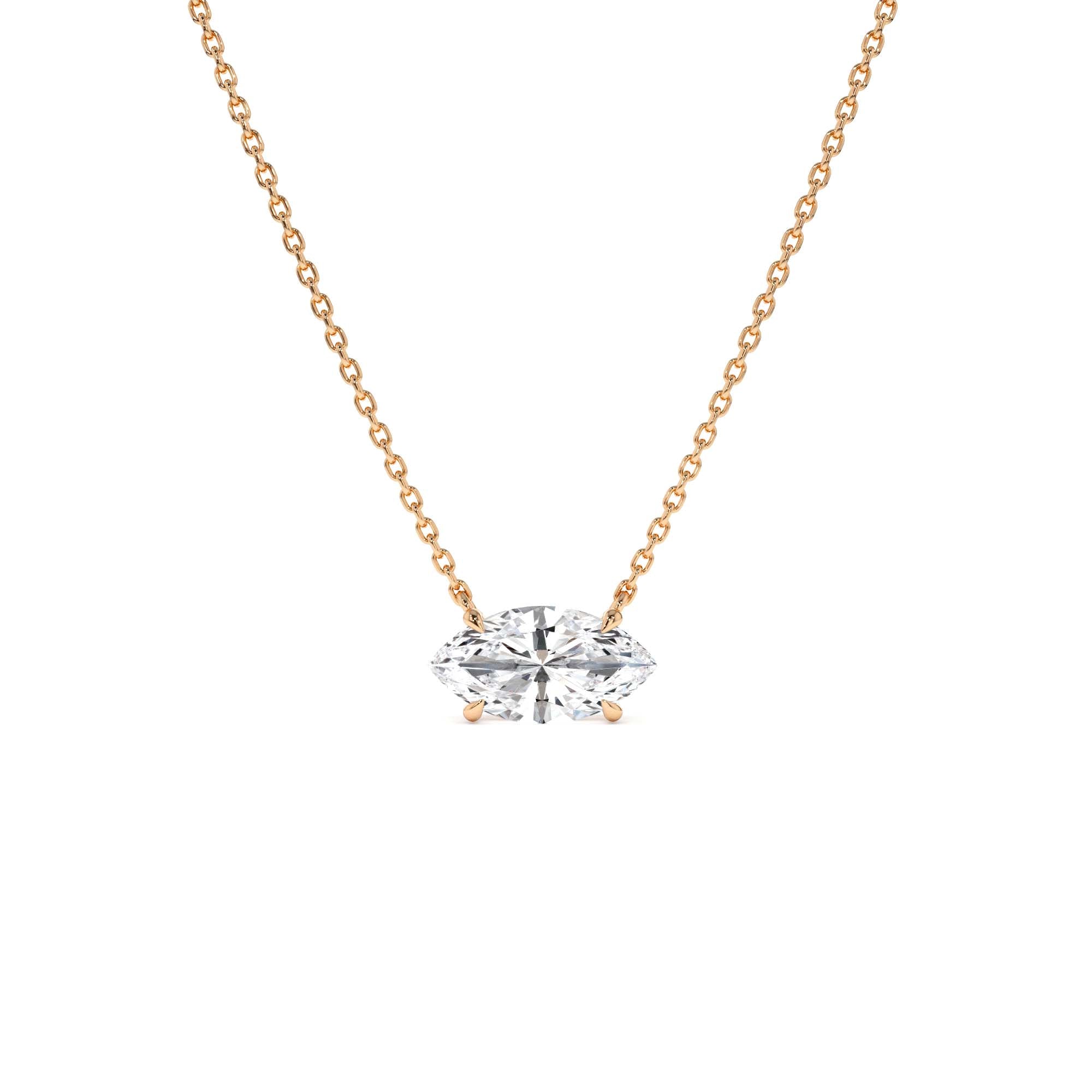 1.00 Ctw 14k Prong Setting Marquise Shape Lab Grown Diamond Solitaire Necklace - view 3