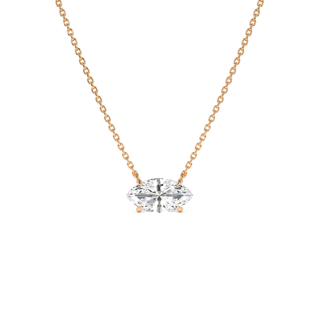 1.00 CTW 14K Prong Setting Marquise Shape Lab Grown Diamond Solitaire Necklace - view 3