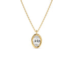 1.00 CTW 14K Bezel Setting Oval Shaped Lab Grown Diamond Charm Necklace by Orlina Fine