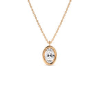 1.00 CTW 14K Bezel Setting Oval Shaped Lab Grown Diamond Charm Necklace - view 3