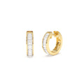 14k Channel Set Baguette Diamond Hoop Earrings by Orlina Fine