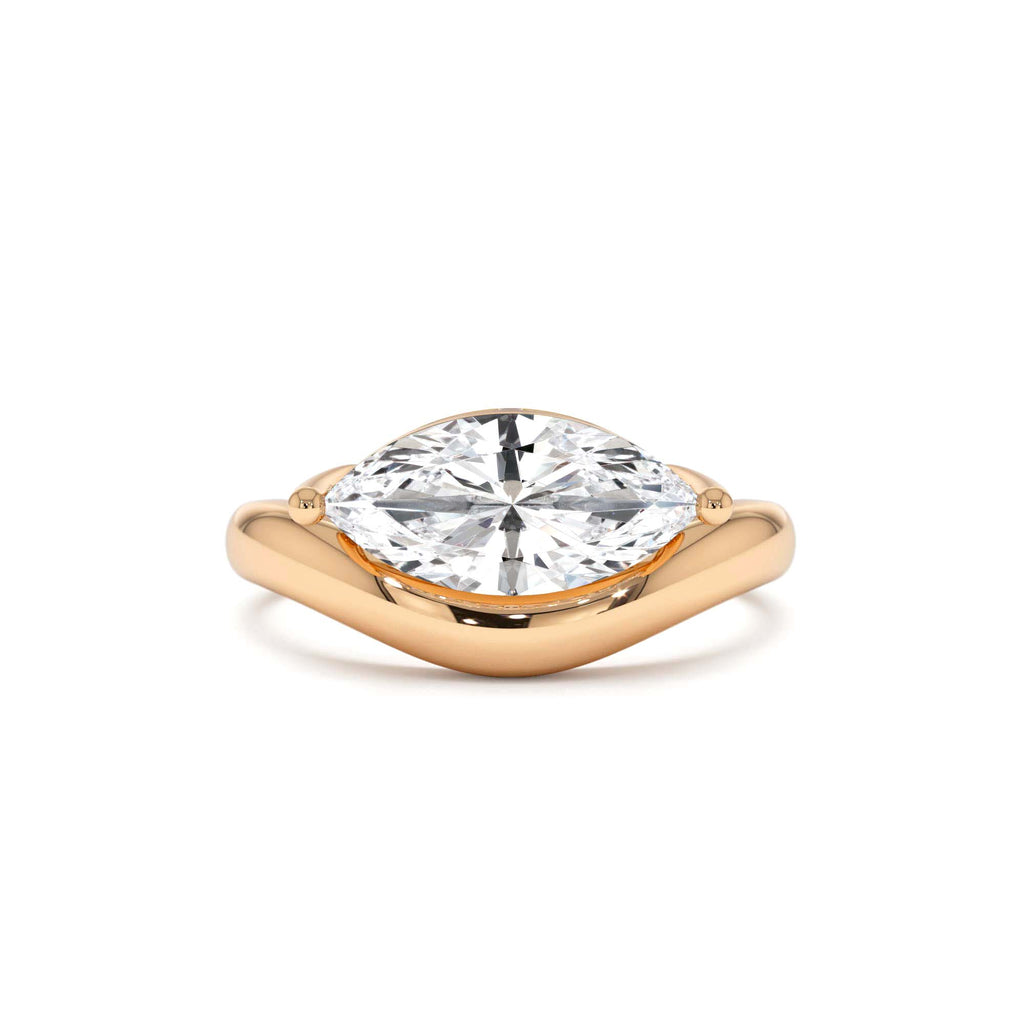 1.50 Ctw 14k Marquise Shaped Contemporary Design Lab Grown Diamond Ring - view 2