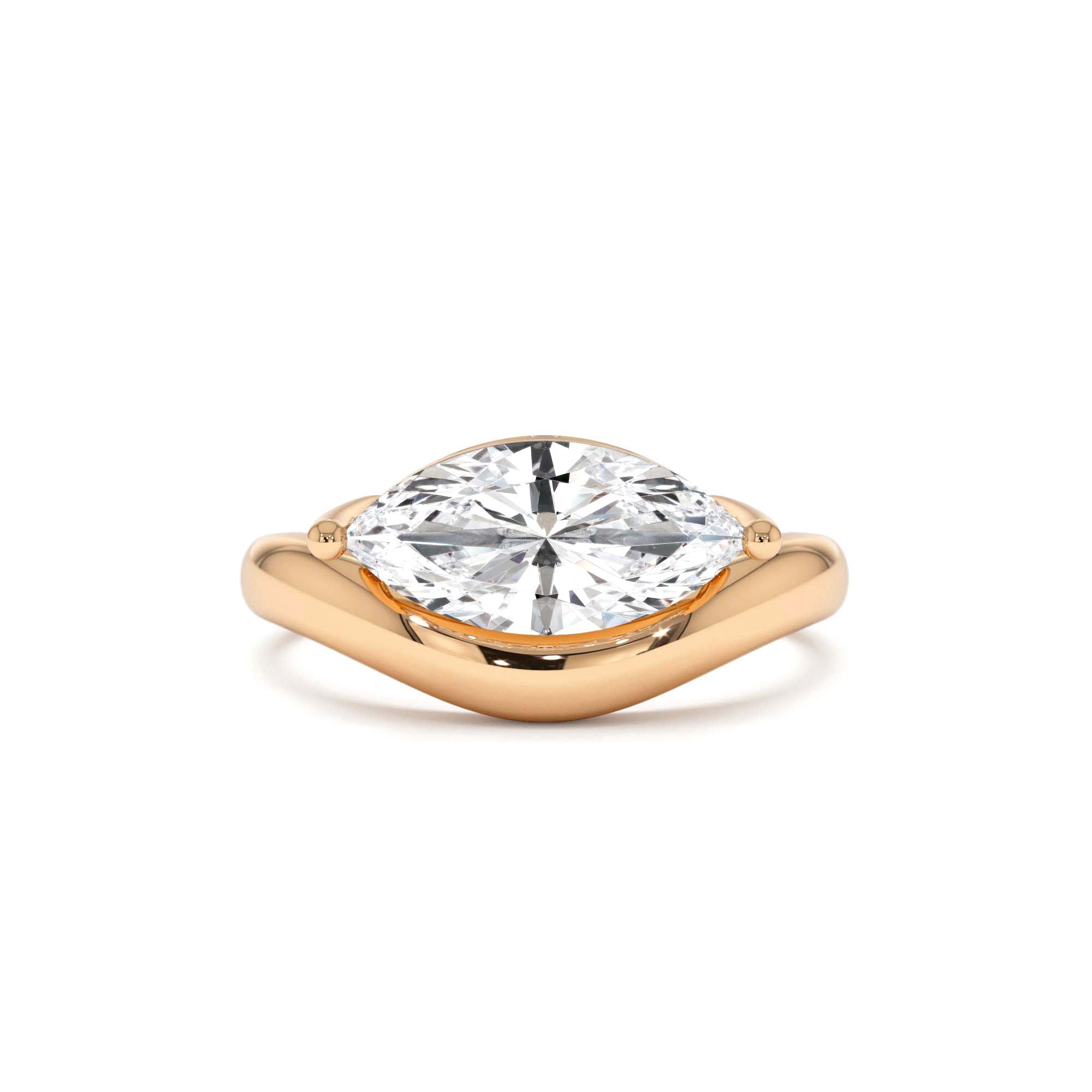 1.50 Ctw 14k Marquise Shaped Contemporary Design Lab Grown Diamond Ring - view 2