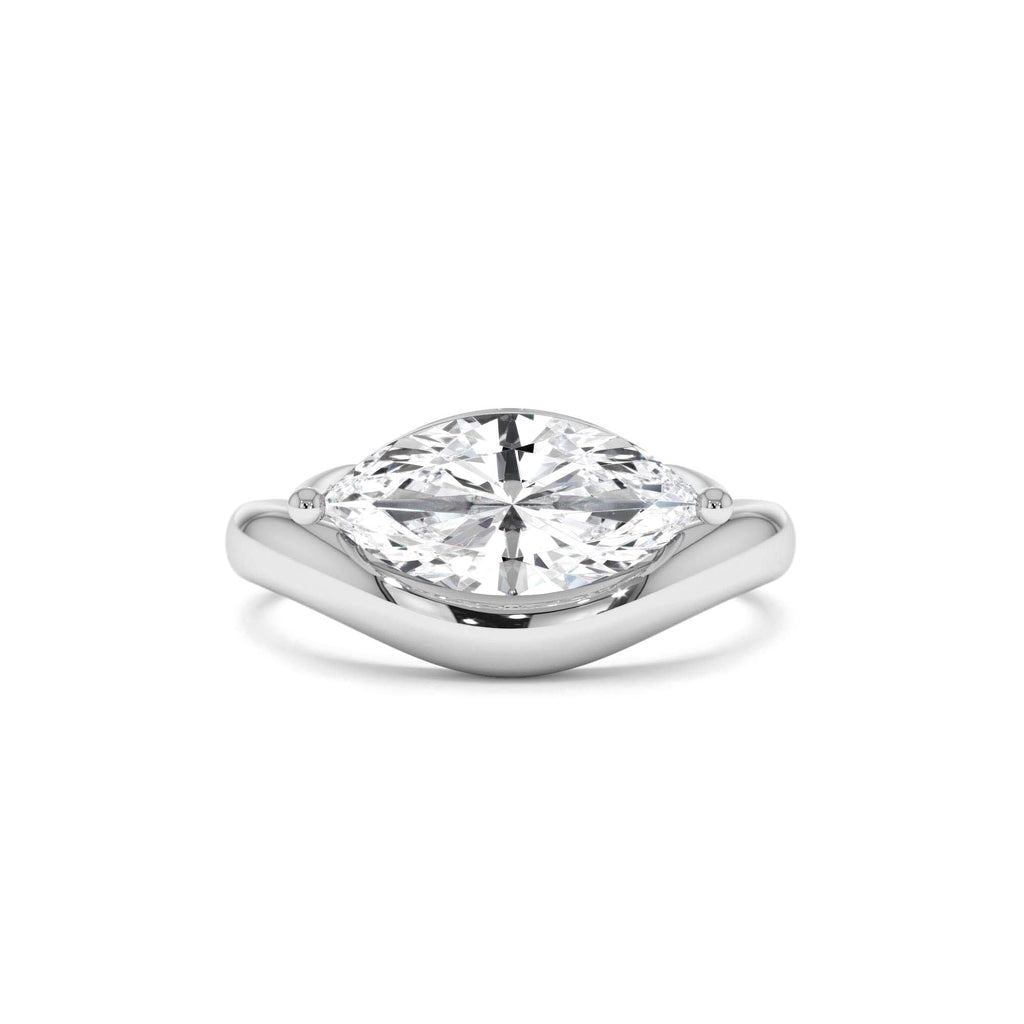 1.50 Ctw 14k Marquise Shaped Contemporary Design Lab Grown Diamond Ring - view 3