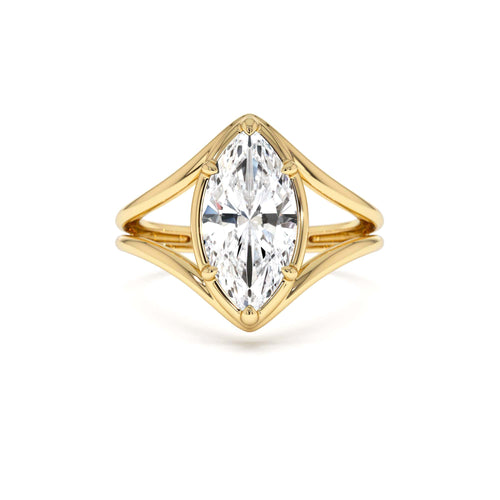 2.00 Ctw 14k Marquise Shaped Lab Grown Diamond Split Shank Engagement Ring by Orlina Fine