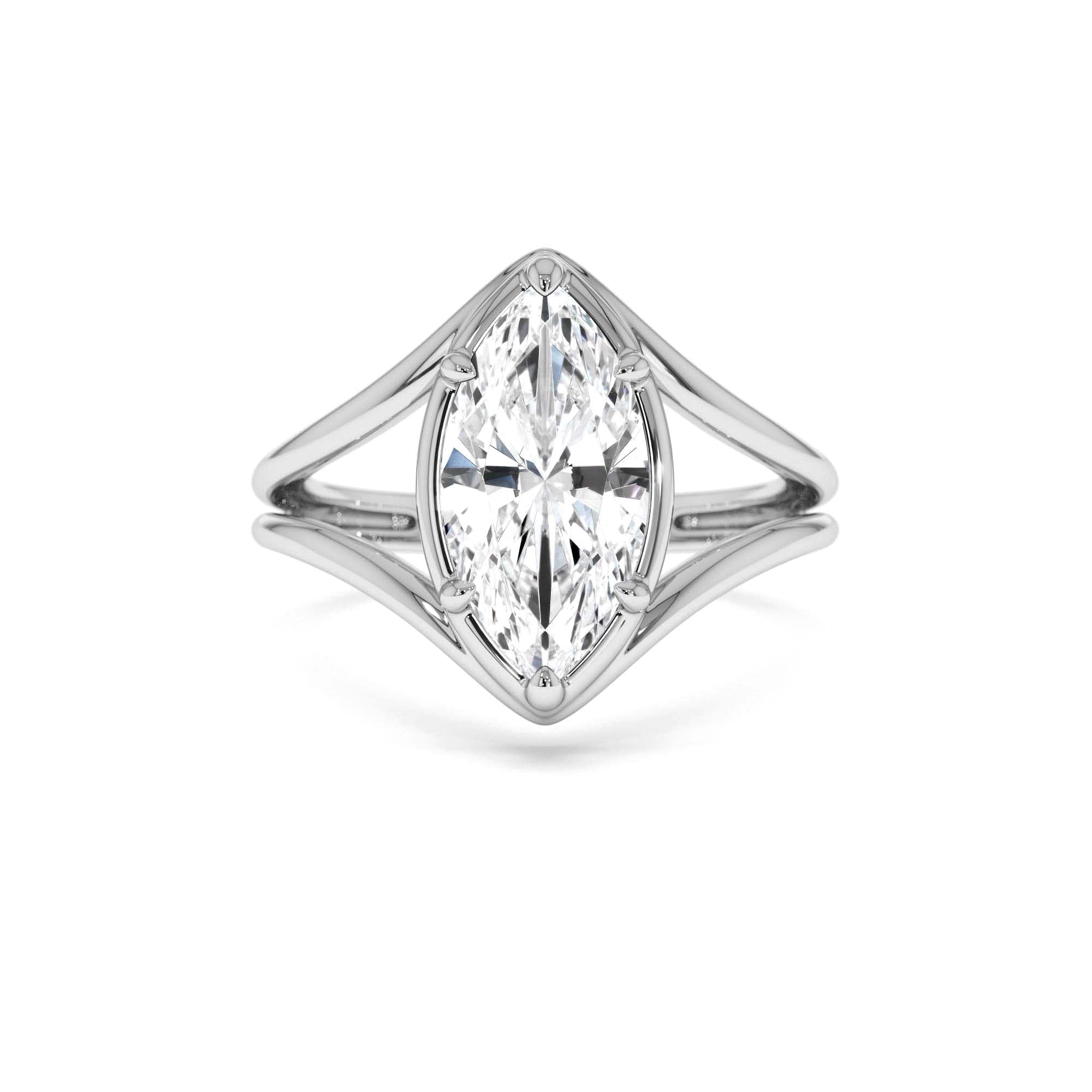 2.00 Ctw 14k Marquise Shaped Lab Grown Diamond Split Shank Engagement Ring - view 3