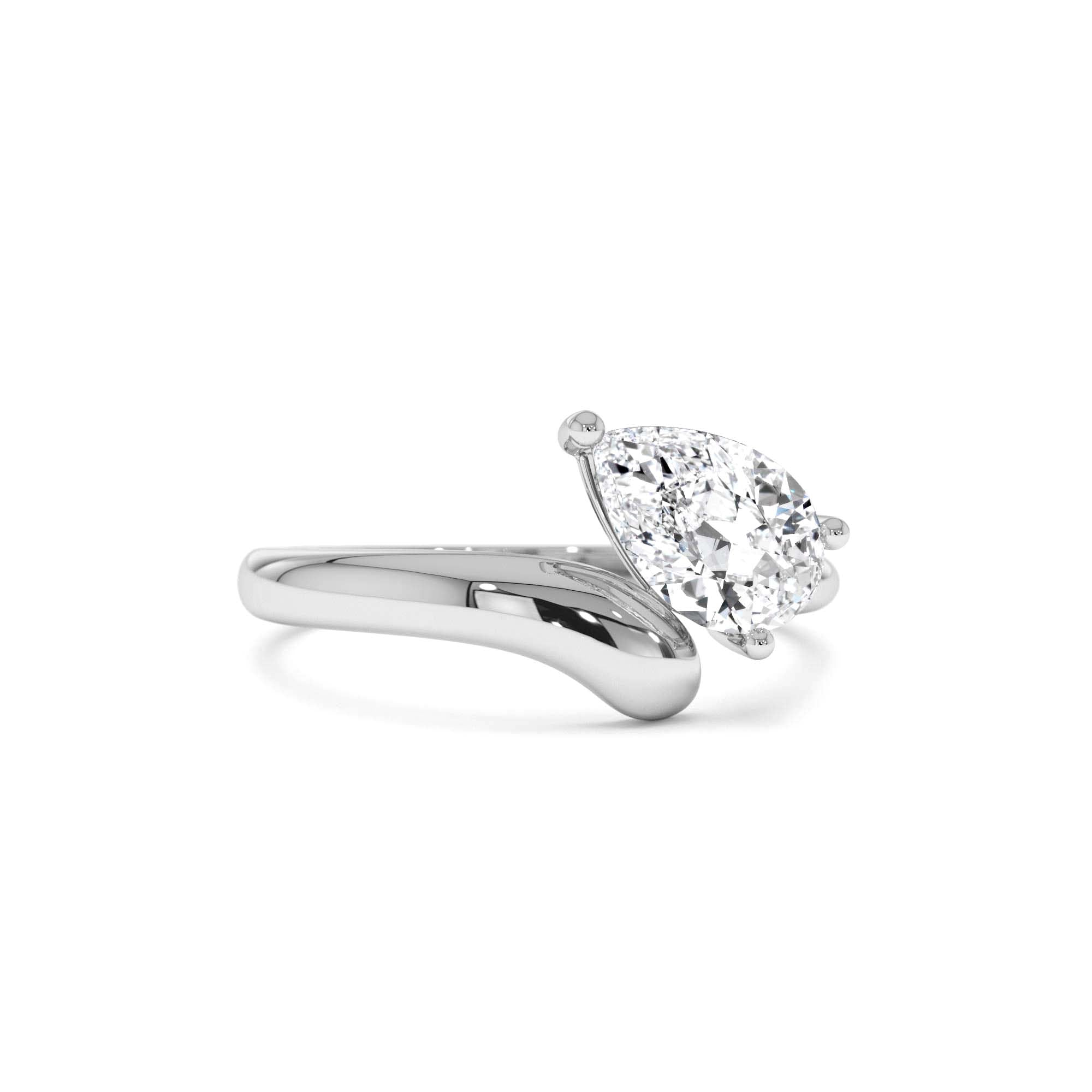 1.00 Ctw 14k Pear Shaped Lab Grown Diamond Ring with Contemporary Twist Band - view 3