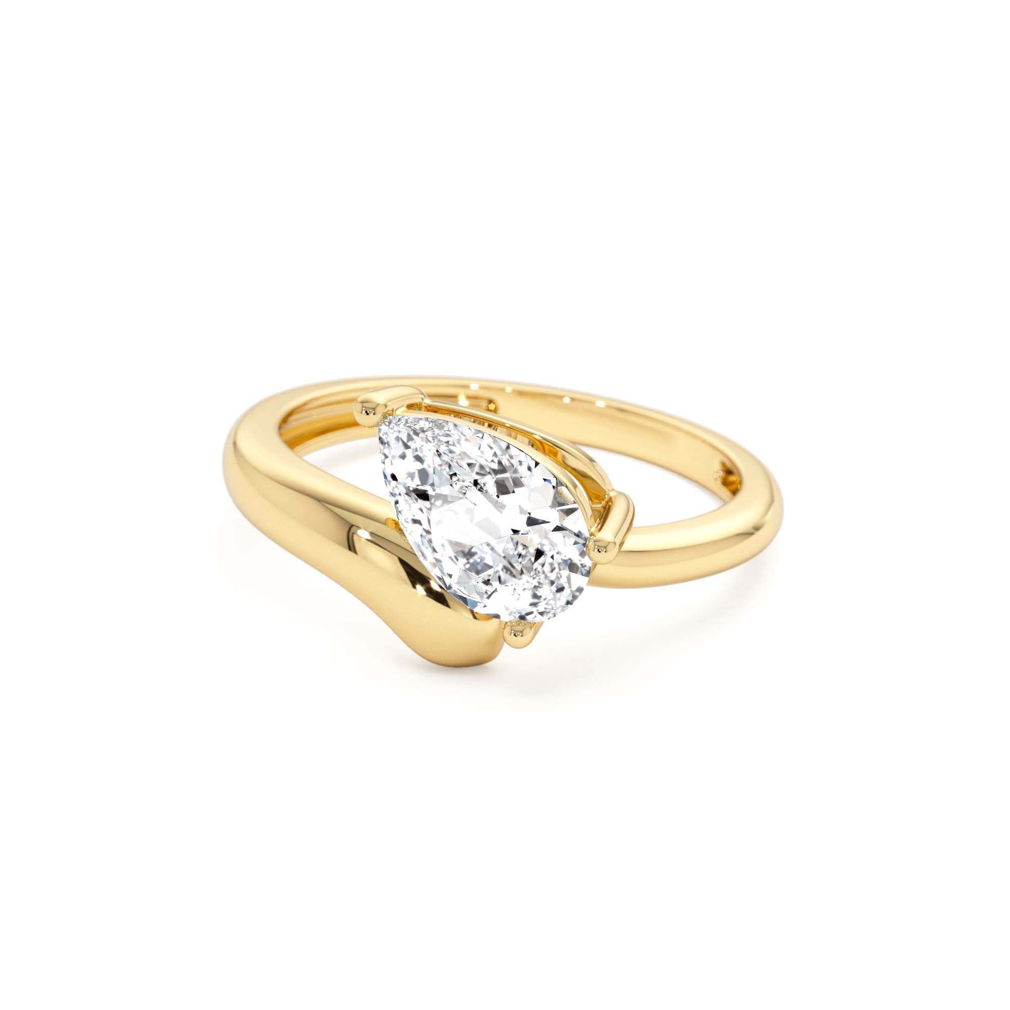 1.00 CTW 14K Pear Shaped Lab Grown Diamond Ring with Contemporary Twist Band - view 4