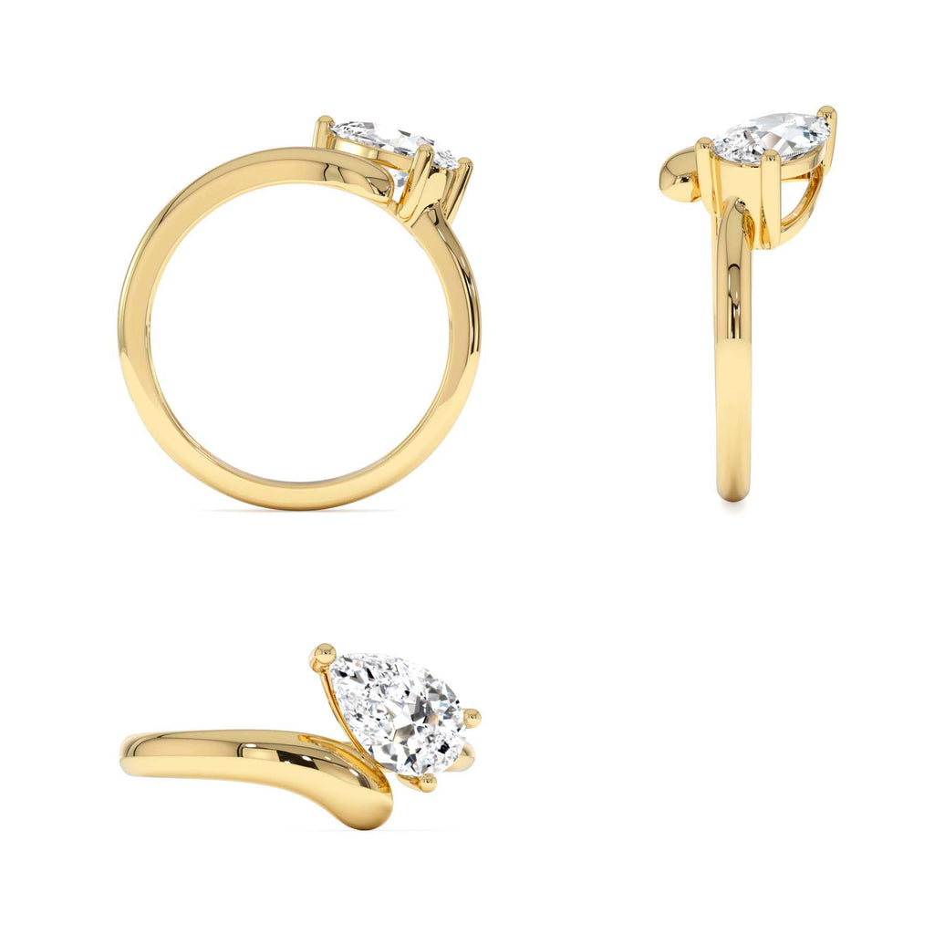 1.00 CTW 14K Pear Shaped Lab Grown Diamond Ring with Contemporary Twist Band - view 5
