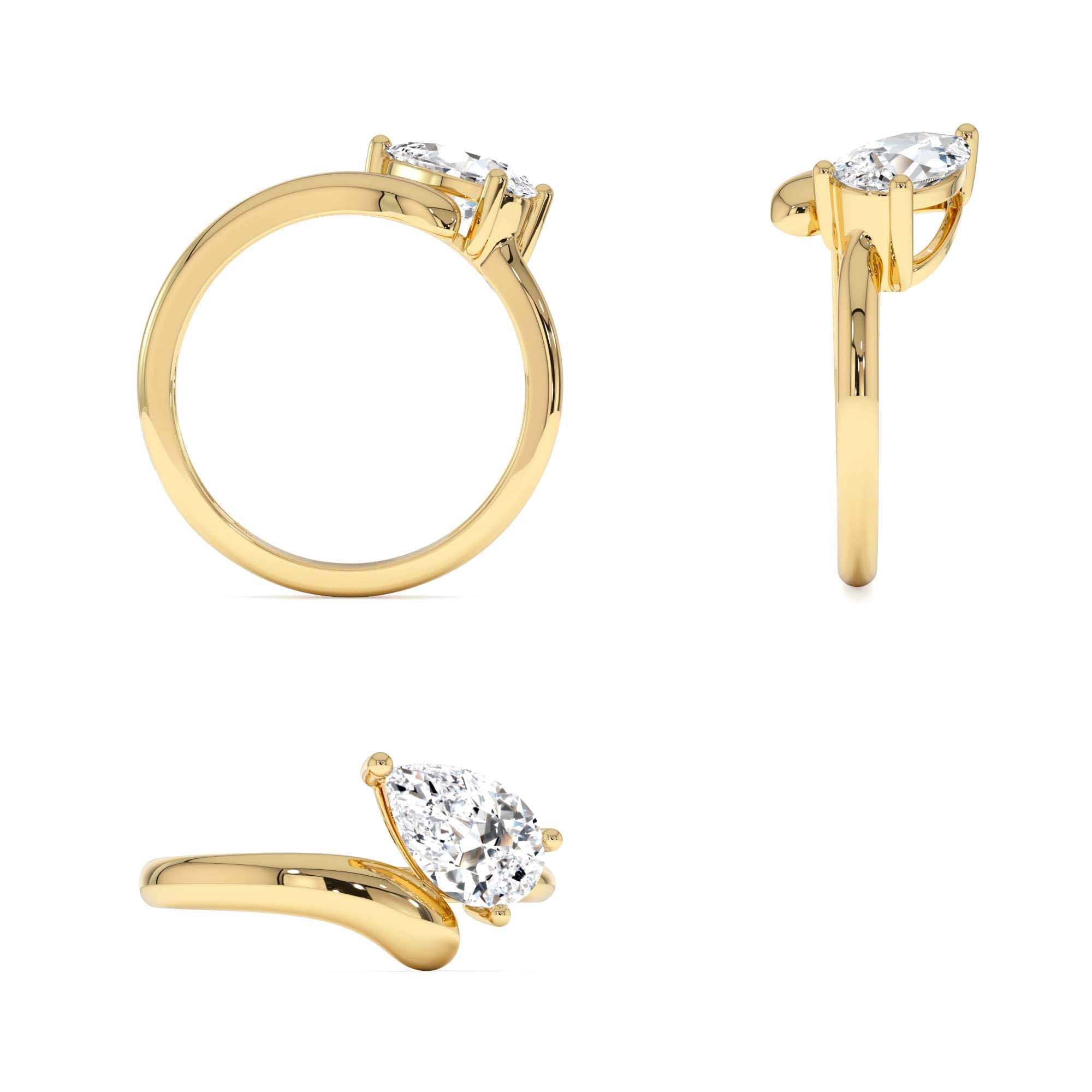 1.00 CTW 14K Pear Shaped Lab Grown Diamond Ring with Contemporary Twist Band - view 5