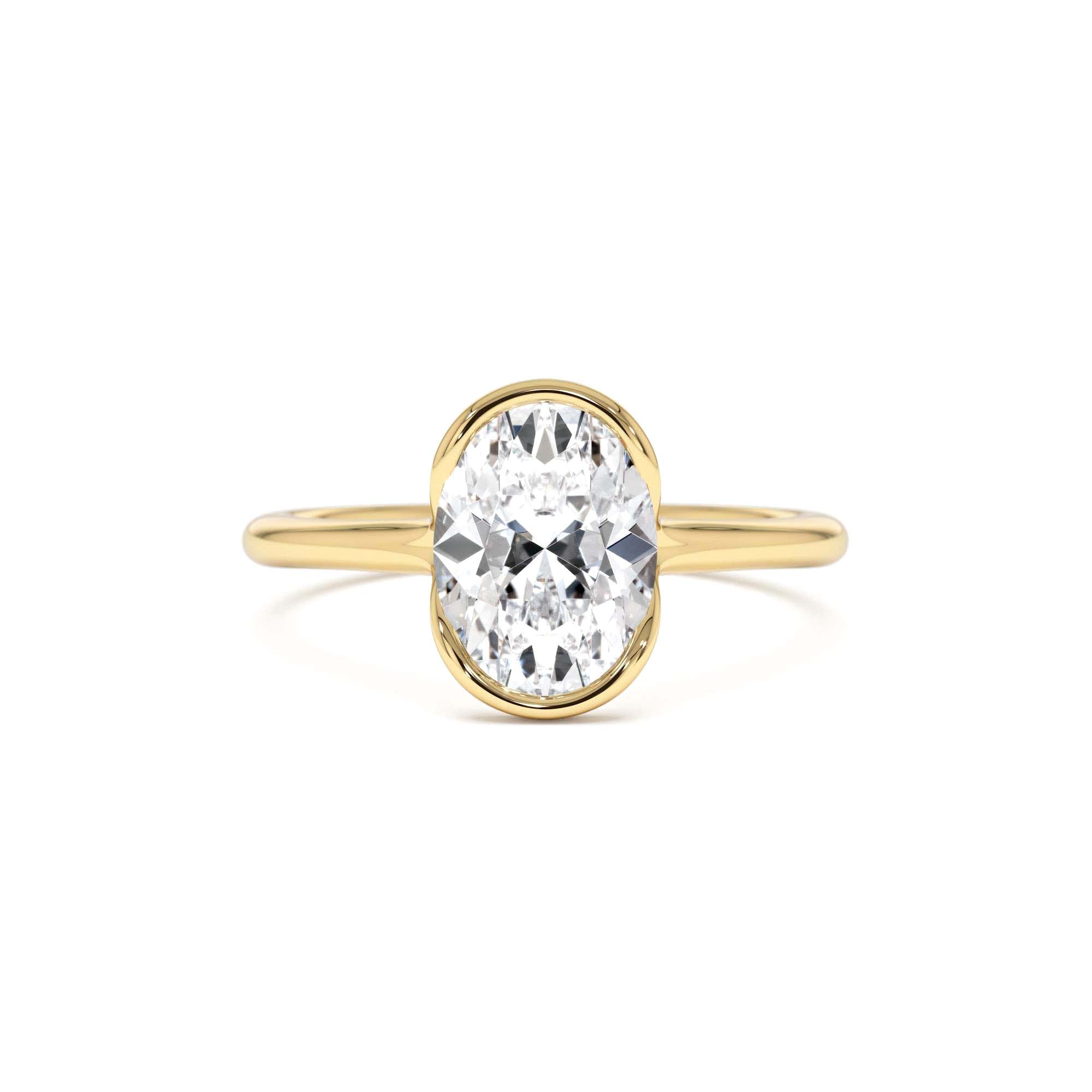1.5 Ctw 14k Oval Shaped Lab Grown Diamond Half Bezel Engagement Ring by Orlina Fine