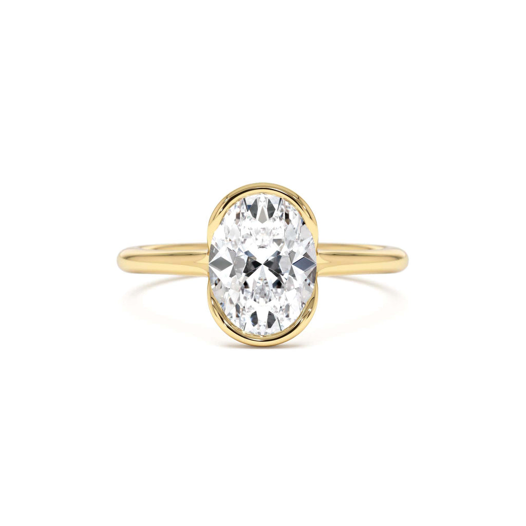 1.5 CTW 14K Oval Shaped Lab Grown Diamond Half Bezel Engagement Ring by Orlina Fine