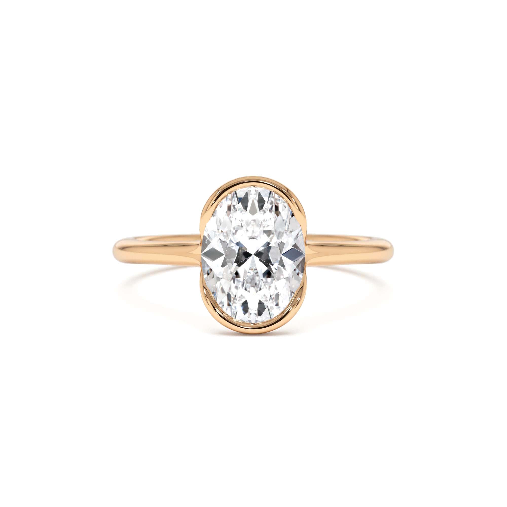 1.5 Ctw 14k Oval Shaped Lab Grown Diamond Half Bezel Engagement Ring - view 2