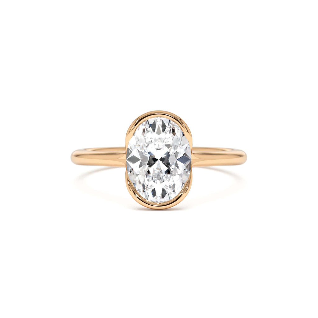 1.5 CTW 14K Oval Shaped Lab Grown Diamond Half Bezel Engagement Ring - view 2