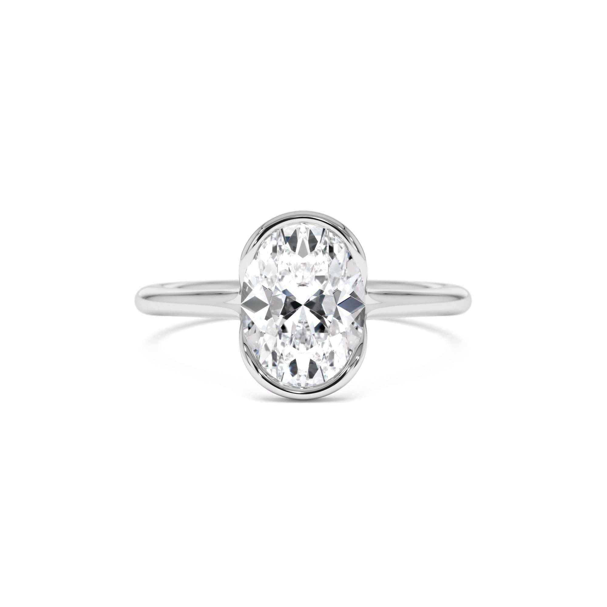 1.5 CTW 14K Oval Shaped Lab Grown Diamond Half Bezel Engagement Ring - view 3