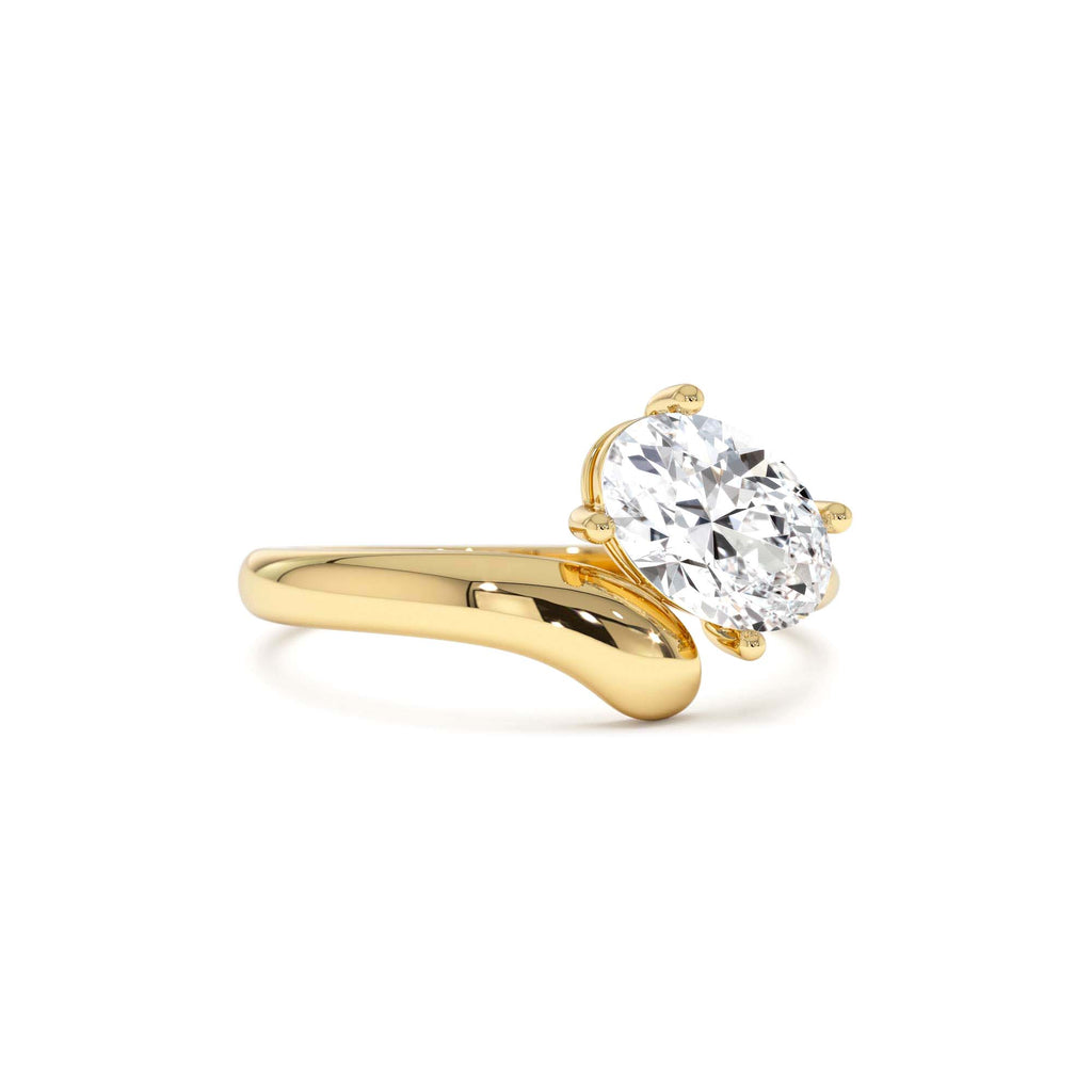 1.00 Ctw 14k Oval Shaped Lab Grown Diamond Ring with Contemporary Twist Band by Orlina Fine