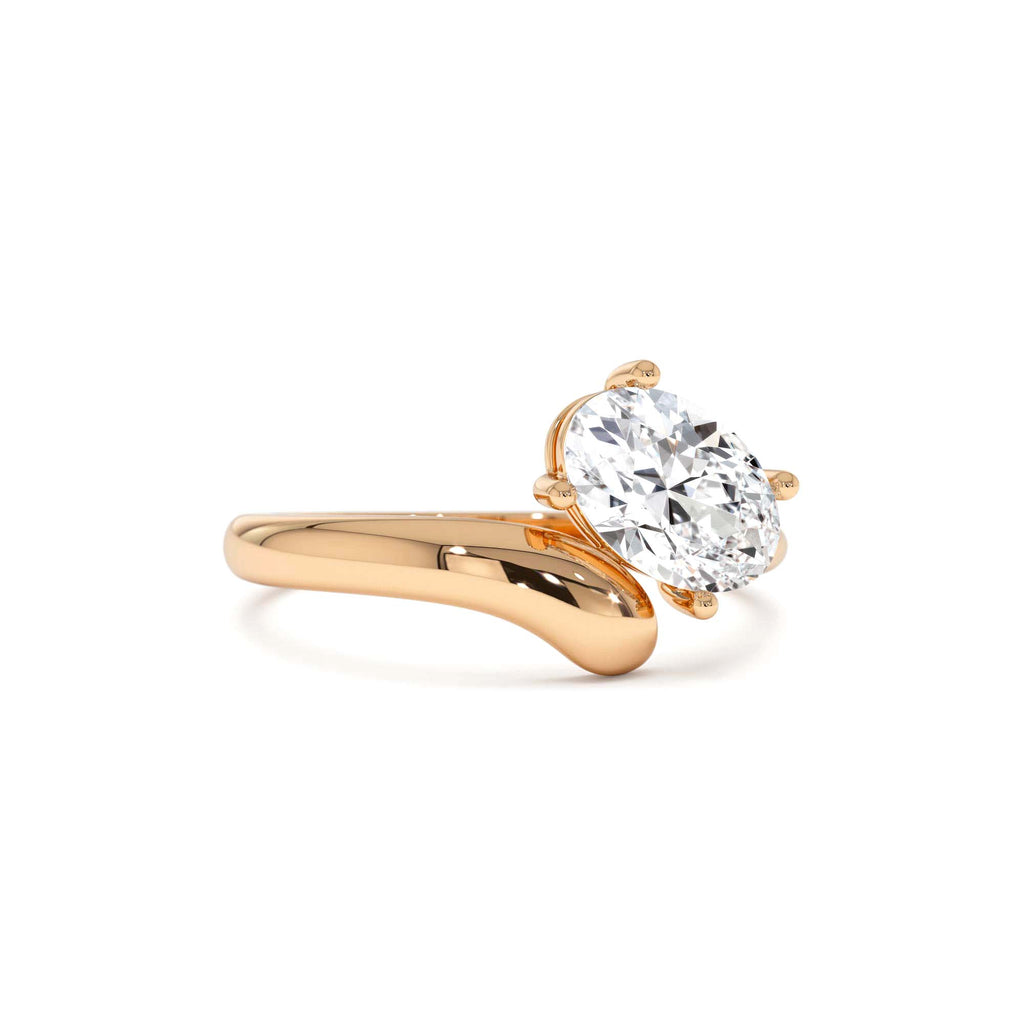 1.00 Ctw 14k Oval Shaped Lab Grown Diamond Ring with Contemporary Twist Band - view 2