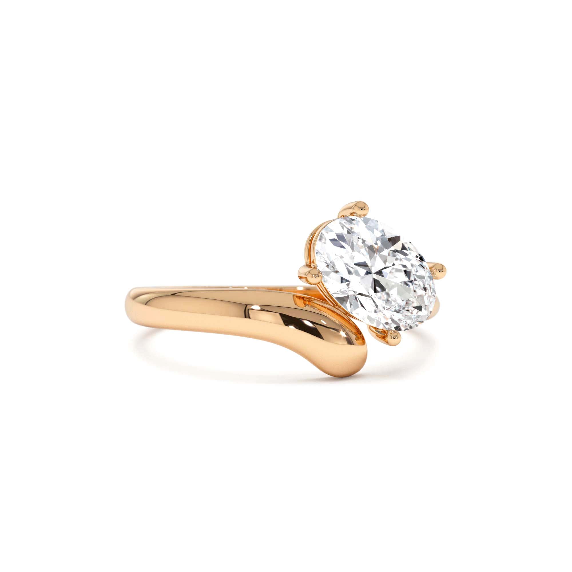 1.00 Ctw 14k Oval Shaped Lab Grown Diamond Ring with Contemporary Twist Band - view 2