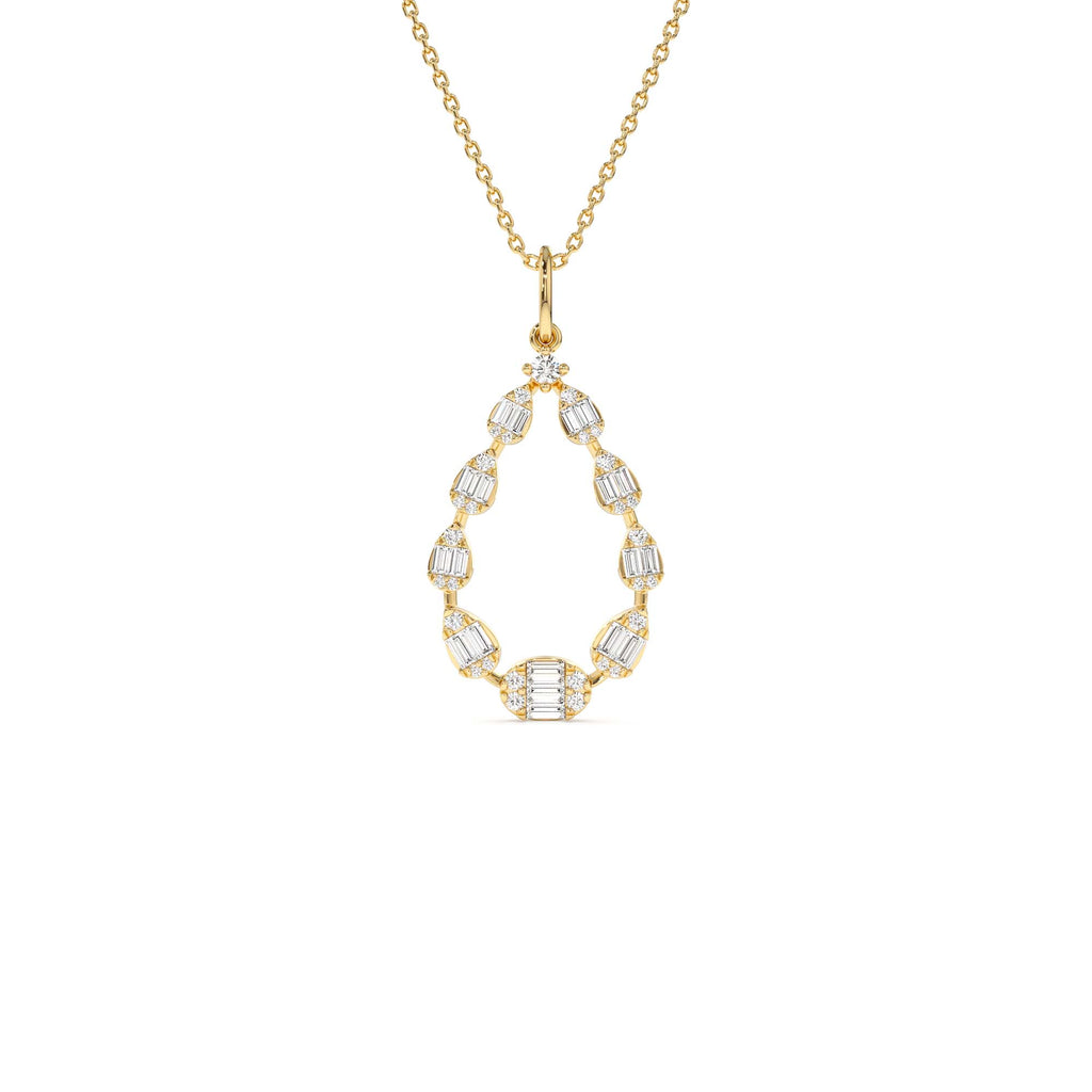 14k Elegant Diamond Pear Shape Necklace by Orlina Fine