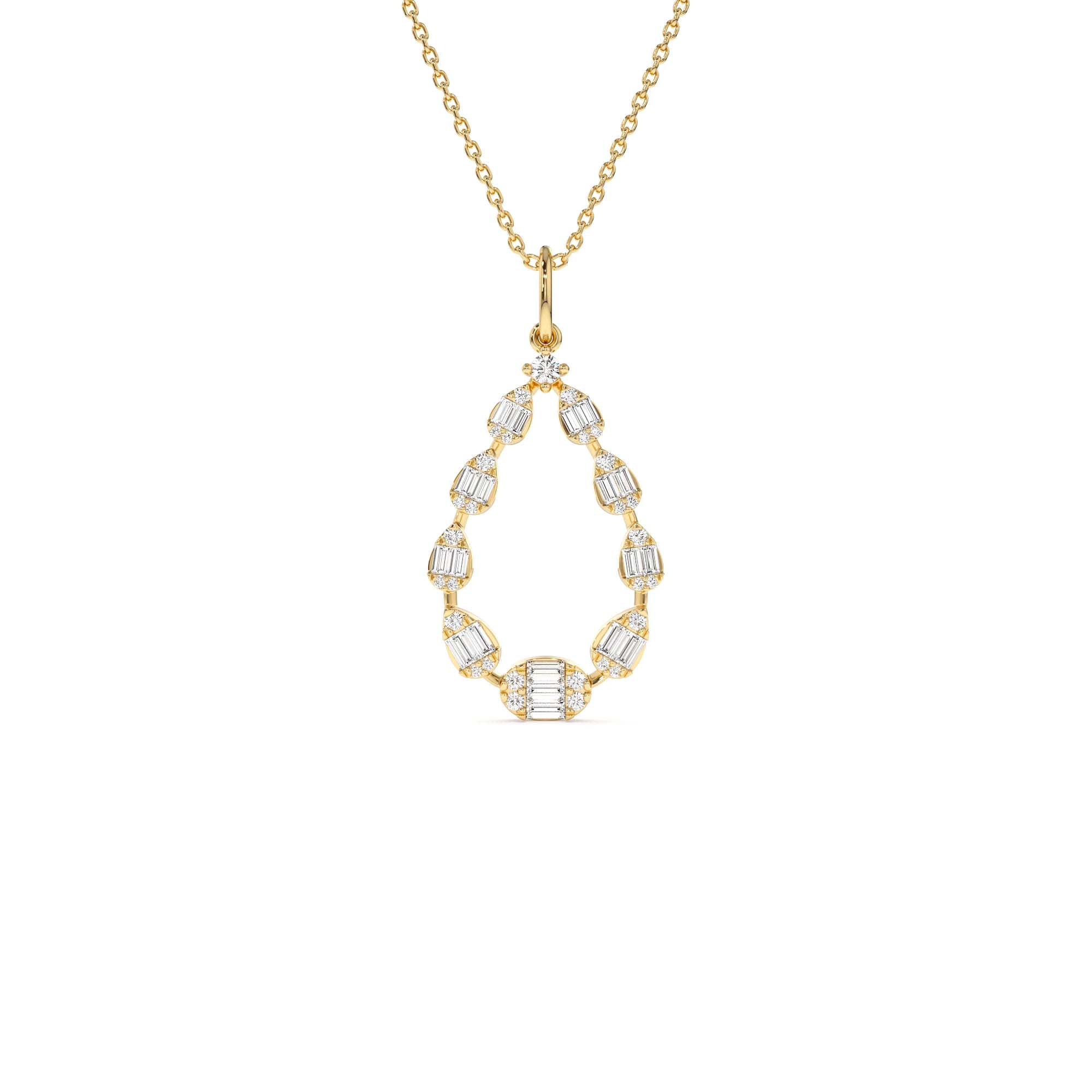 14k Elegant Diamond Pear Shape Necklace by Orlina Fine