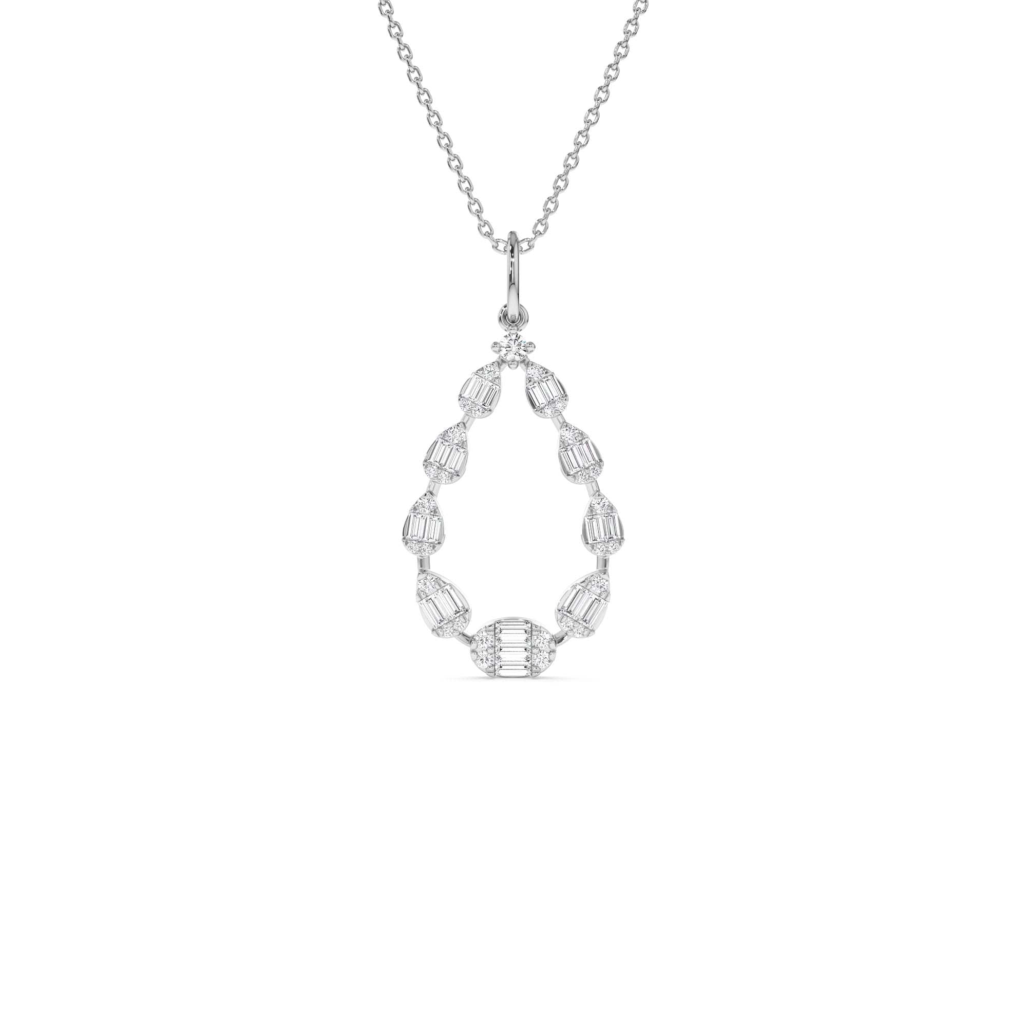 14k Elegant Diamond Pear Shape Necklace - view 2