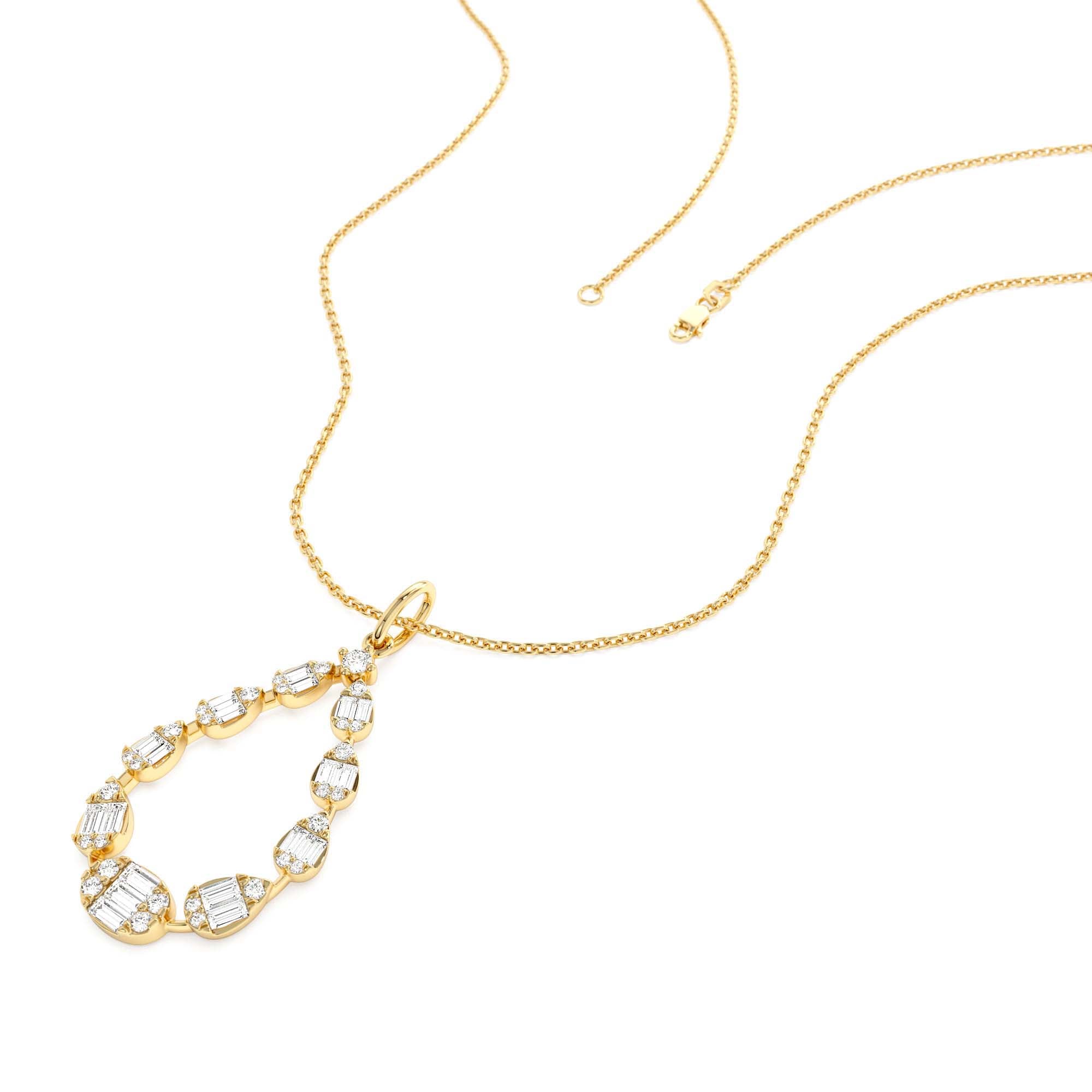 14k Elegant Diamond Pear Shape Necklace - view 3
