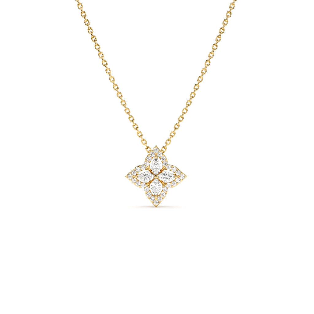 14k Diamond Petal Cluster Pendant Necklace by Orlina Fine
