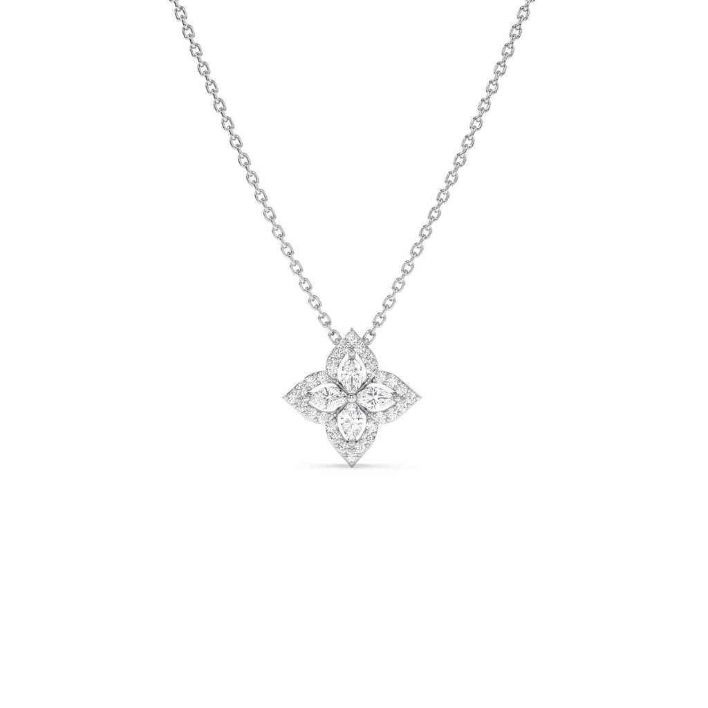 14k Diamond Petal Cluster Pendant Necklace - view 2