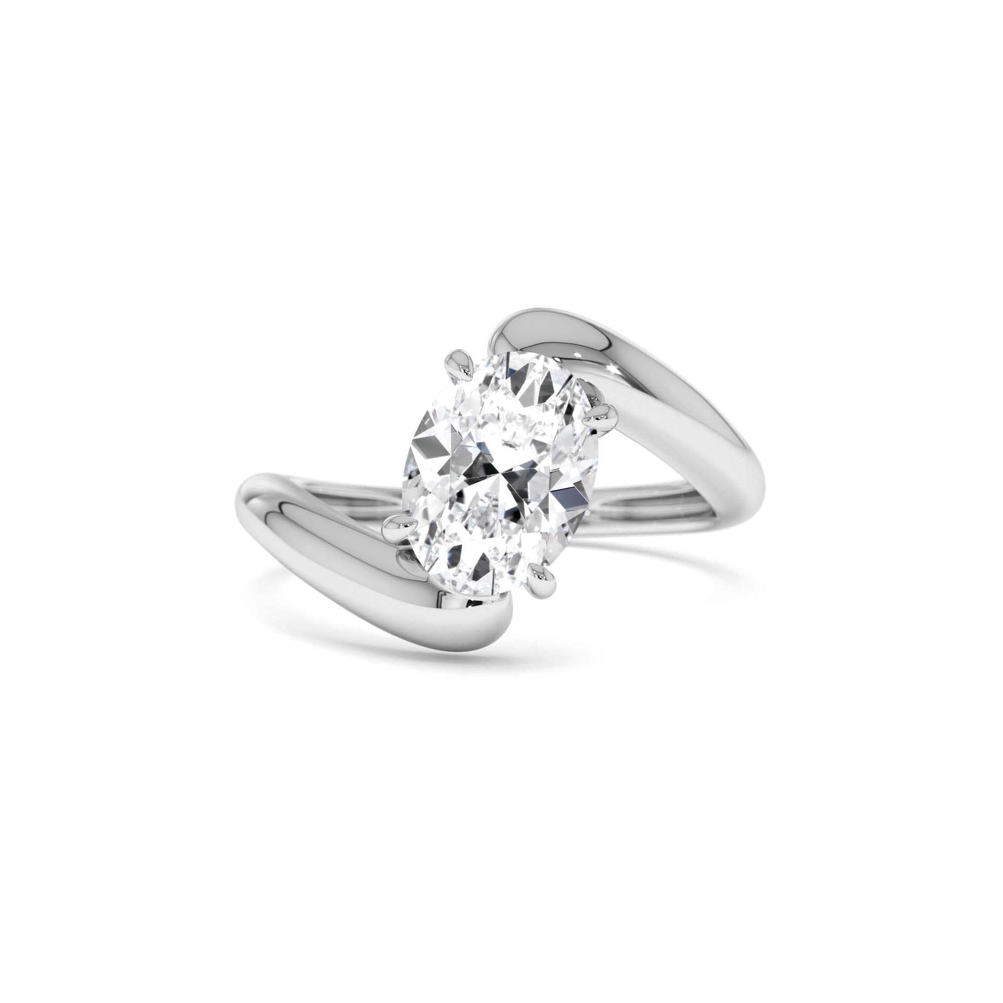 1.50 Ctw 14k Lab Grown Oval Shaped Diamond Bypass Ring - view 3