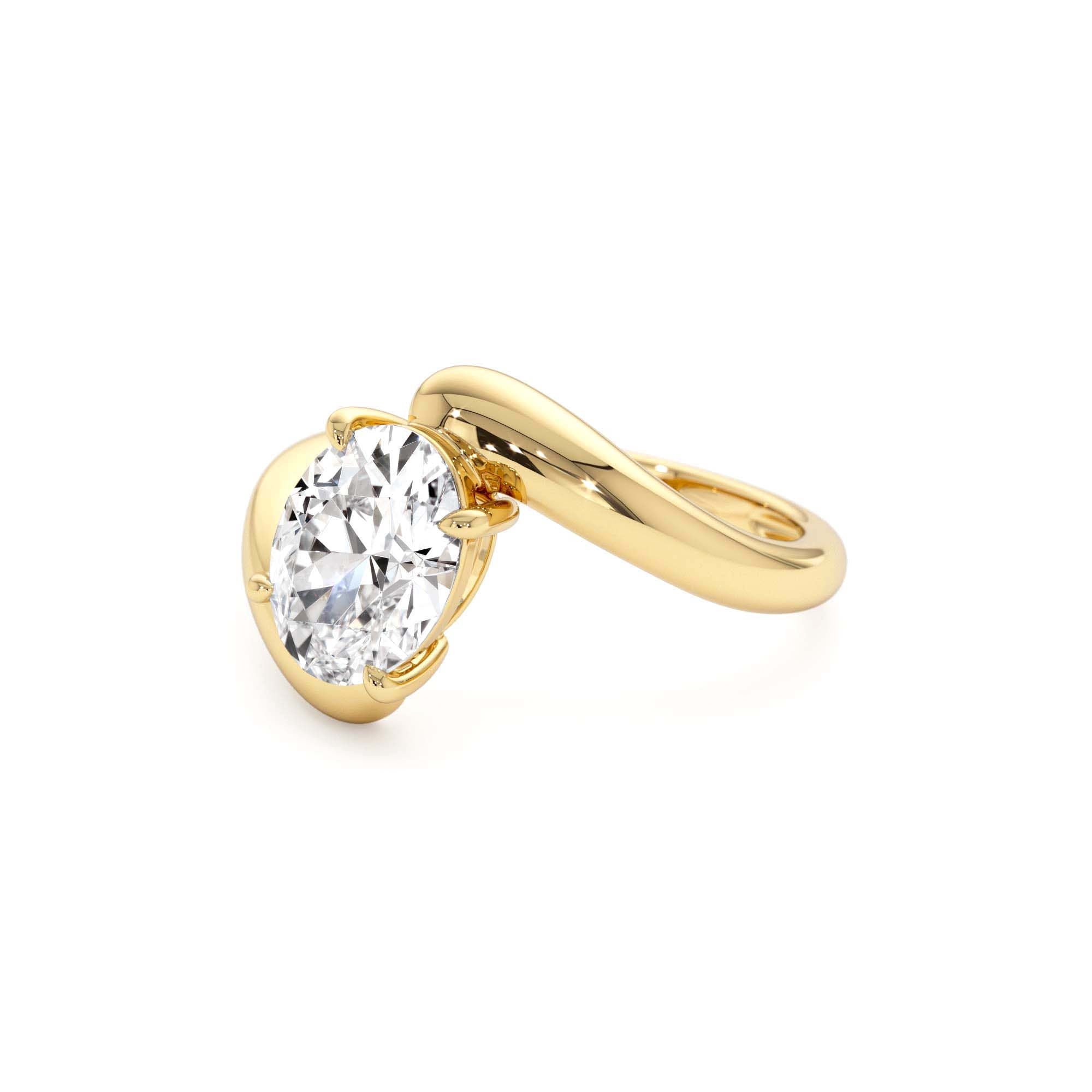 1.50 Ctw 14k Lab Grown Oval Shaped Diamond Bypass Ring - view 4