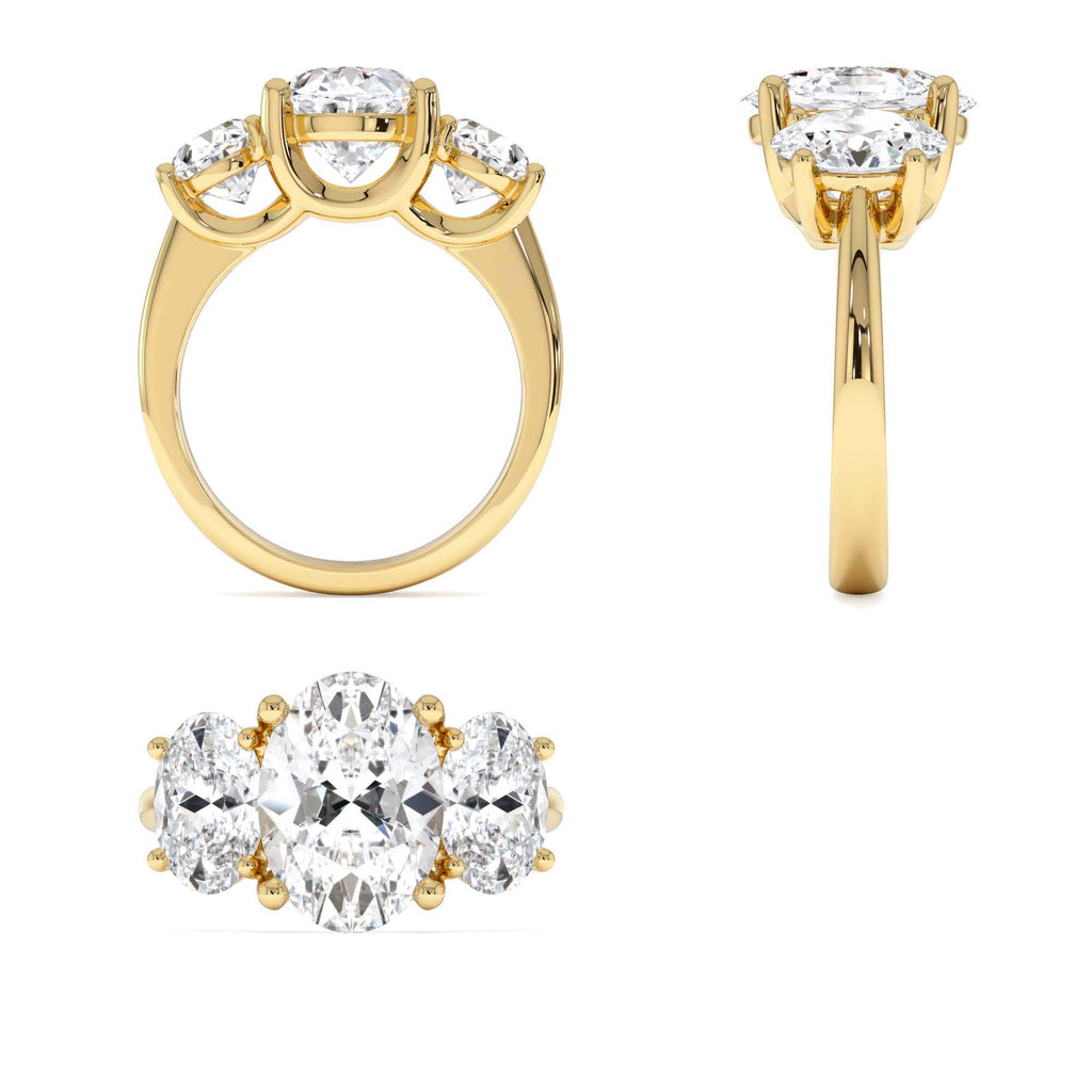 5.15 CTW 14K Lab Grown Oval Shaped Three-Stone Diamond Engagement Ring - view 5