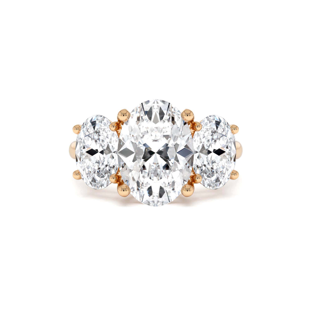 5.15 Ctw 14k Lab Grown Oval Shaped Three-Stone Diamond Engagement Ring - view 2