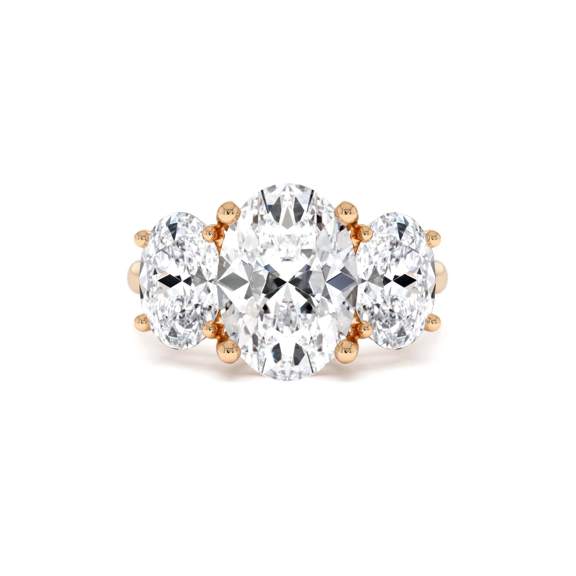 5.15 CTW 14K Lab Grown Oval Shaped Three-Stone Diamond Engagement Ring - view 2