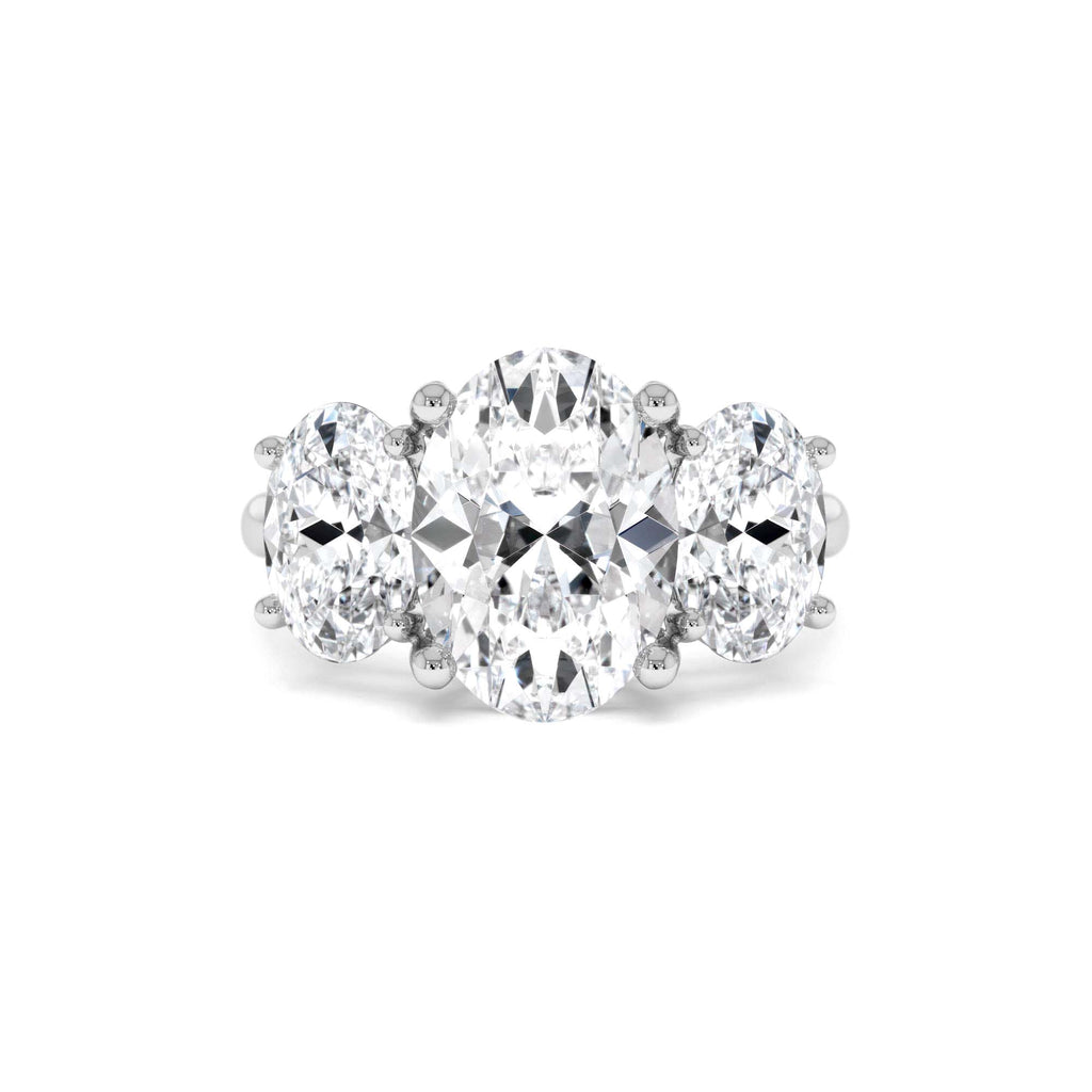5.15 Ctw 14k Lab Grown Oval Shaped Three-Stone Diamond Engagement Ring - view 3