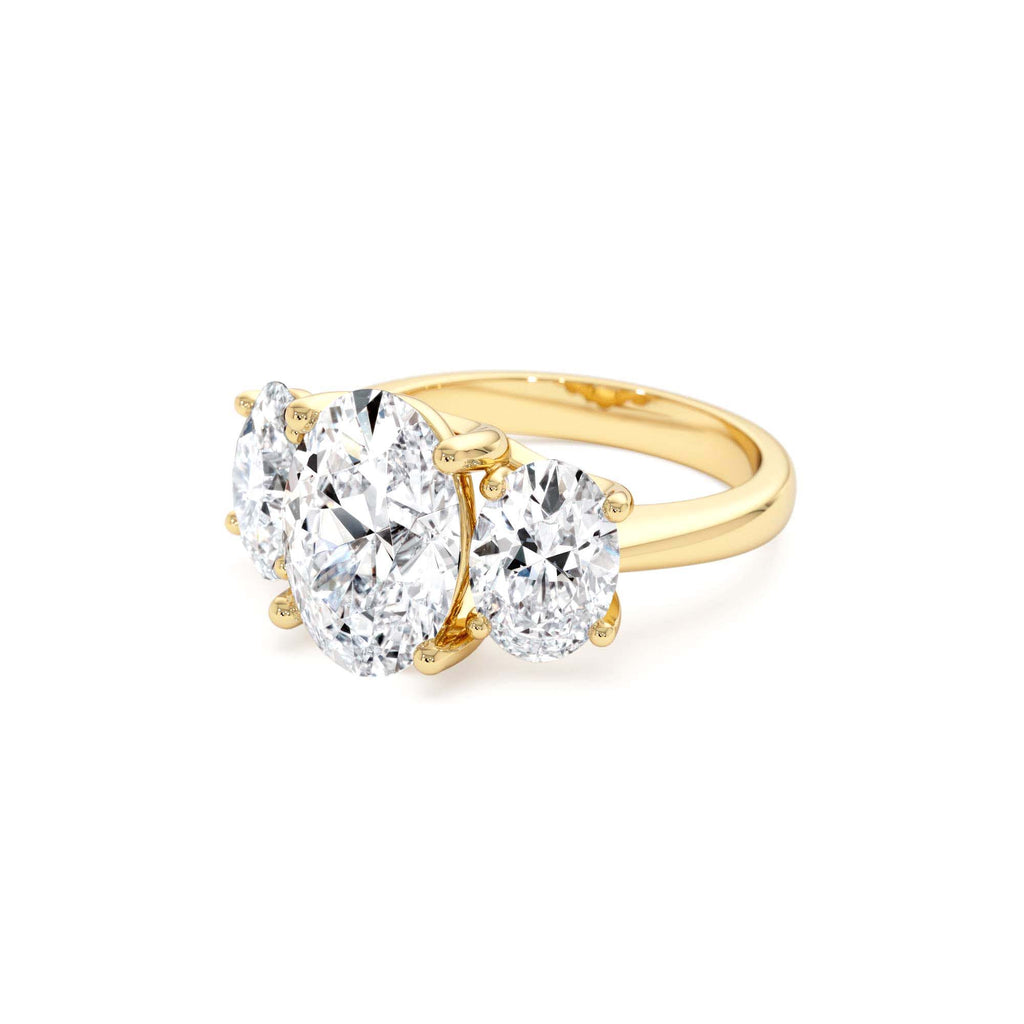 5.15 CTW 14K Lab Grown Oval Shaped Three-Stone Diamond Engagement Ring - view 4