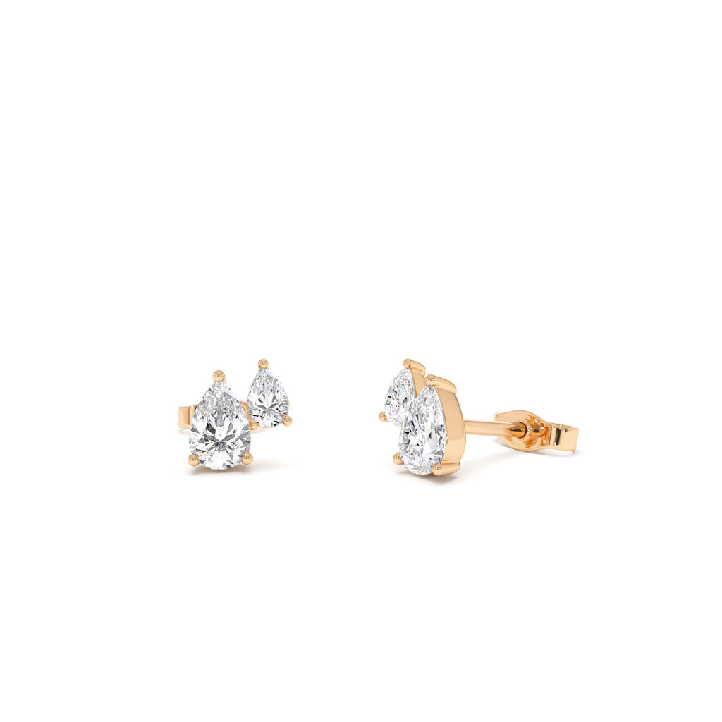 0.85 Ctw 14k Prong Setting Lab Grown Diamond Double Pear Stud Earrings - view 2